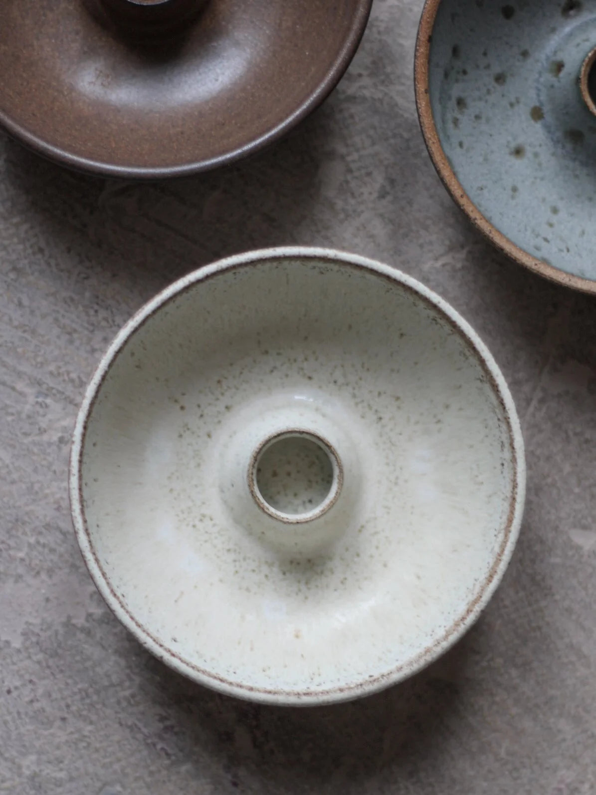 Candle Holder in Textured Dune Glaze by Aku Ceramics - Lifestory