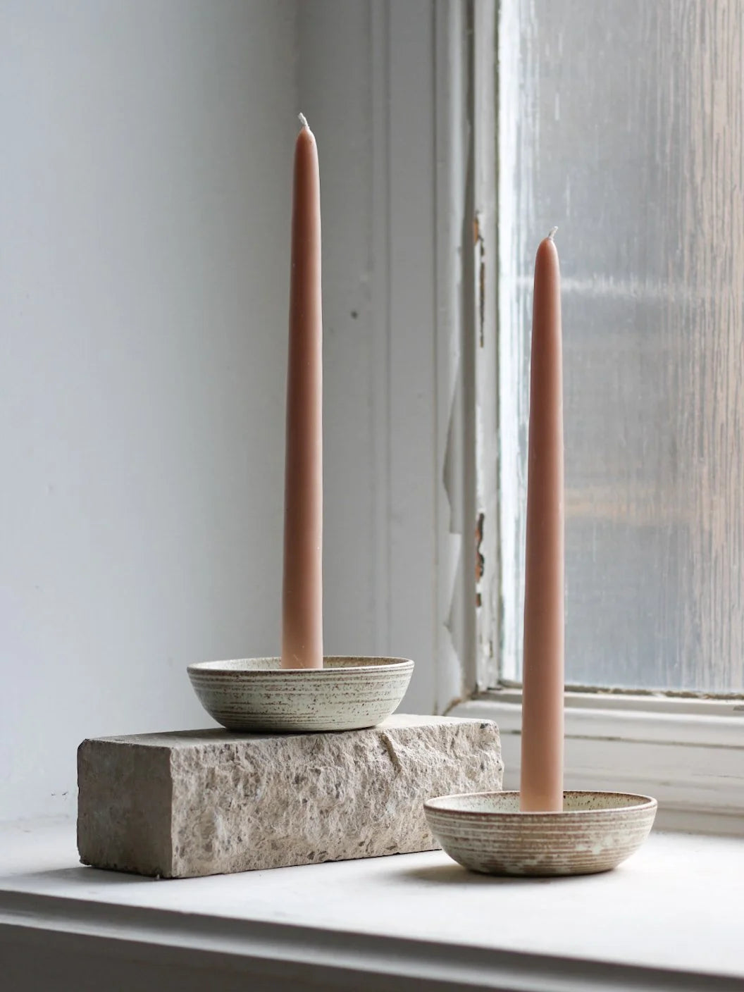 Candle Holder in Textured Dune Glaze by Aku Ceramics - Lifestory