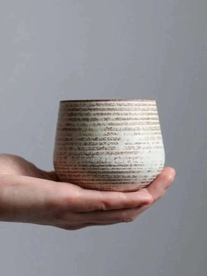Large Cup - 250ml | Textured Dune | Hand Thrown | by Aku Ceramics - Lifestory