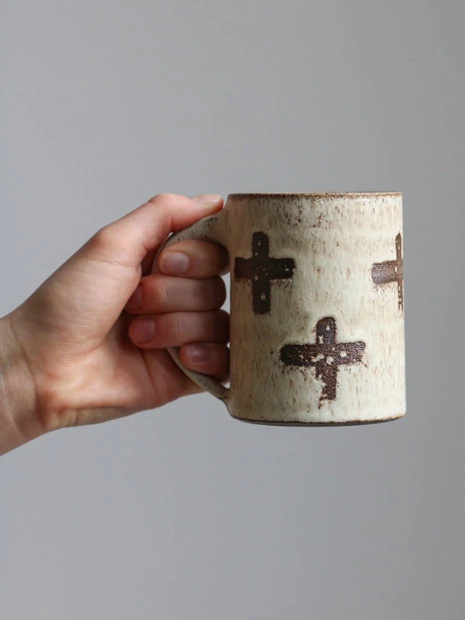 Patterned Tall Mug - No. 1 | Crosses | by Aku Ceramics - Lifestory