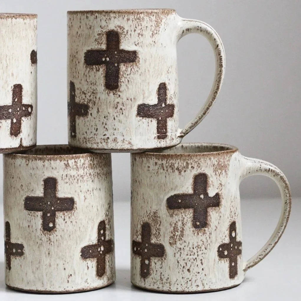 Patterned Tall Mug - No. 1 | Crosses | by Aku Ceramics - Lifestory