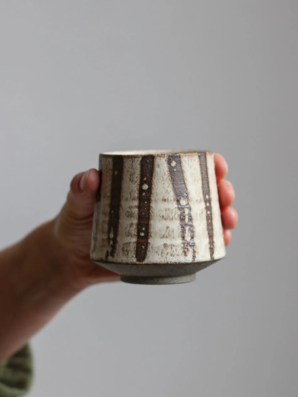 Yunomi Cup in Stripe Patterned Glaze | 250ml | by Aku Ceramics - Lifestory