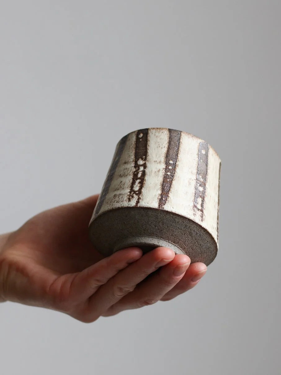 Yunomi Cup in Stripe Patterned Glaze | 250ml | by Aku Ceramics - Lifestory