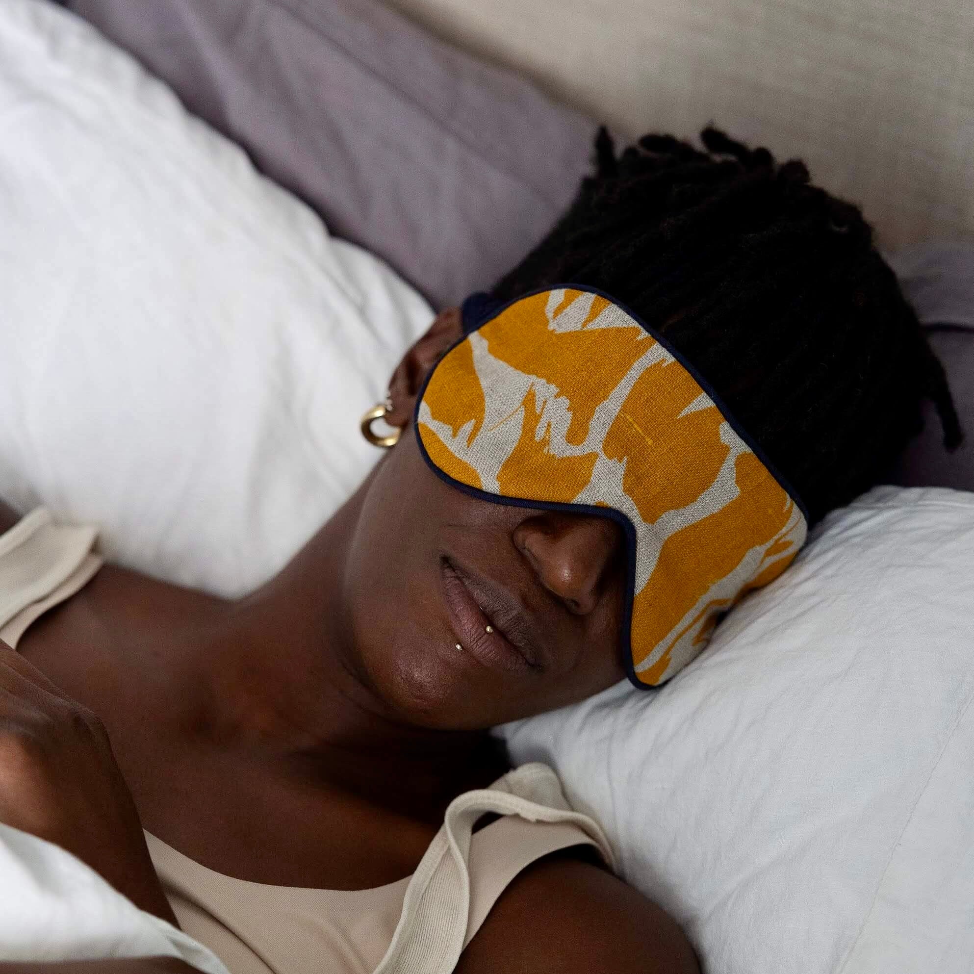 Sleep Eye Mask - Creatures Yellow | Merino Wool & Linen | by Blästa Henriët - Lifestory - Blästa Henriët