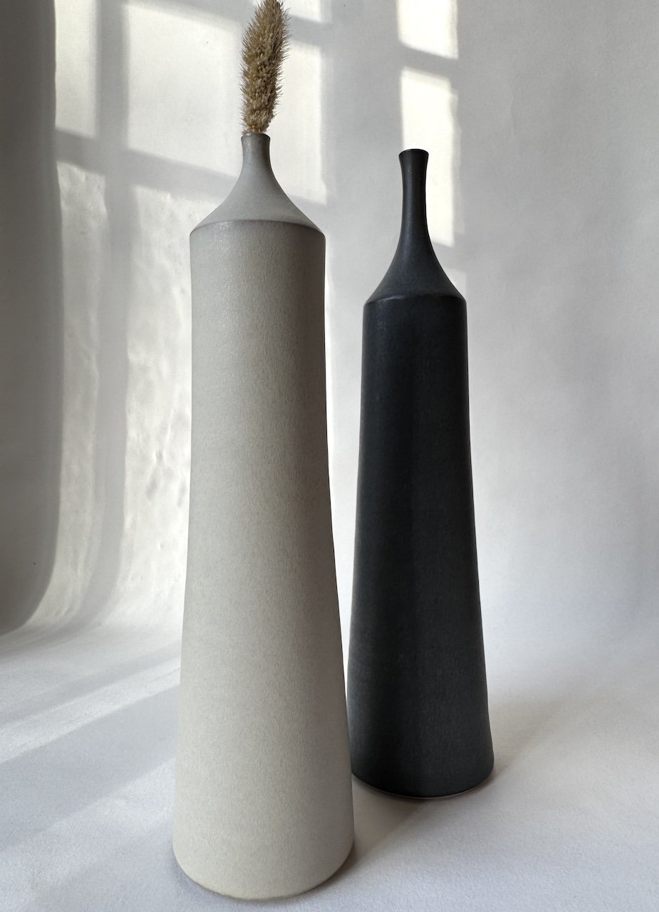 Large Ceramic Bottle No. 12 | Tapered Neck | Warm White | by Borja Moronta