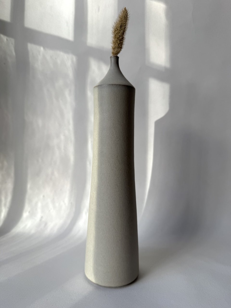 Large Ceramic Bottle No. 12 | Tapered Neck | Warm White | by Borja Moronta