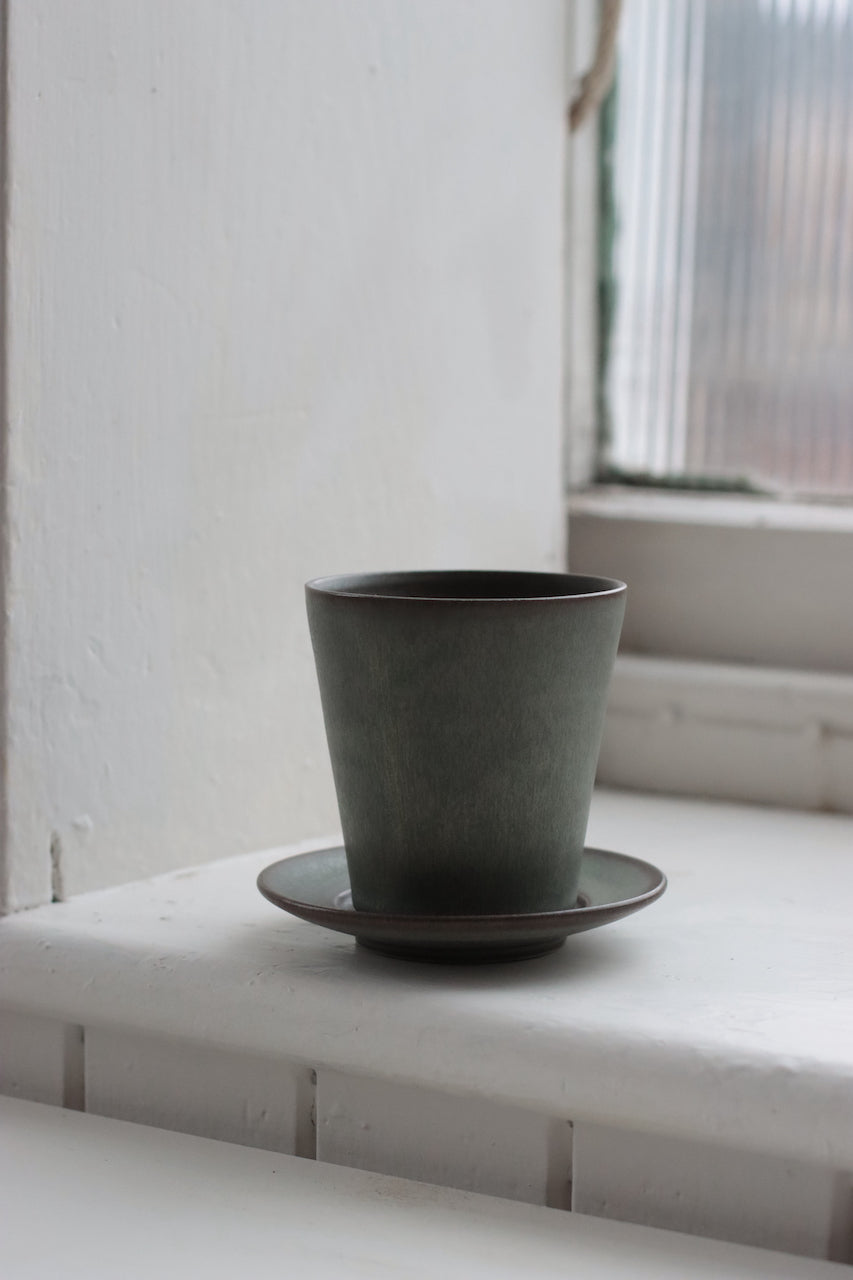 Flat White Cup & Saucer | Moss Green | by Borja Moronta - Lifestory