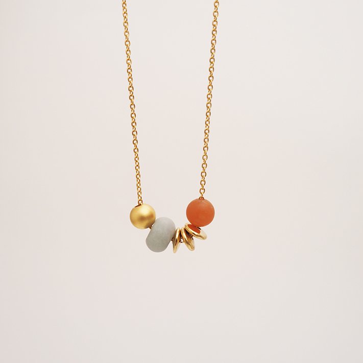 Abacus Necklace | Amazonite & Orange with Gold Plated Beads | by brass+bold - Lifestory