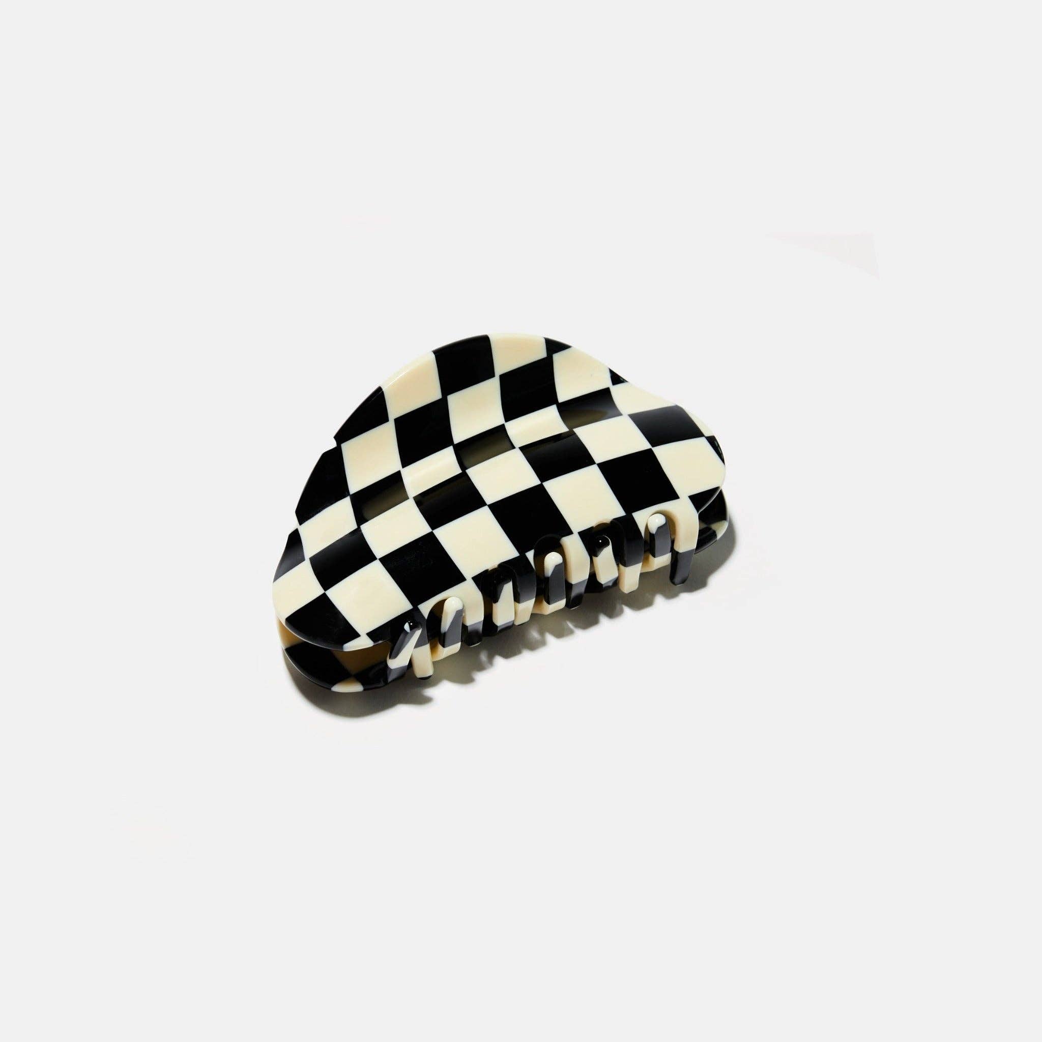 CHUNKS Checker Hair Claw in black and white