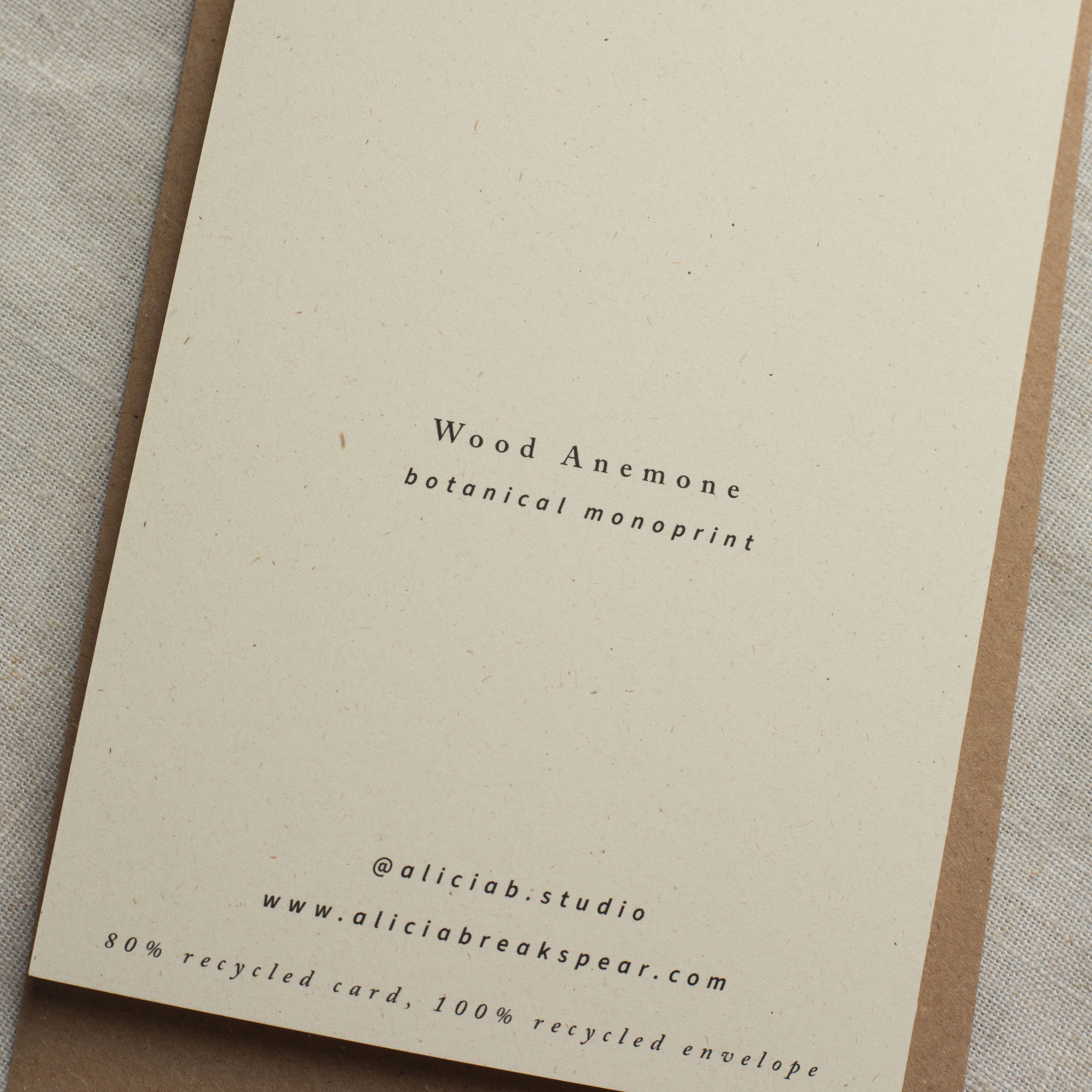 Wood Anemone Botanical Monoprint Card by Alicia Breakspear - Lifestory