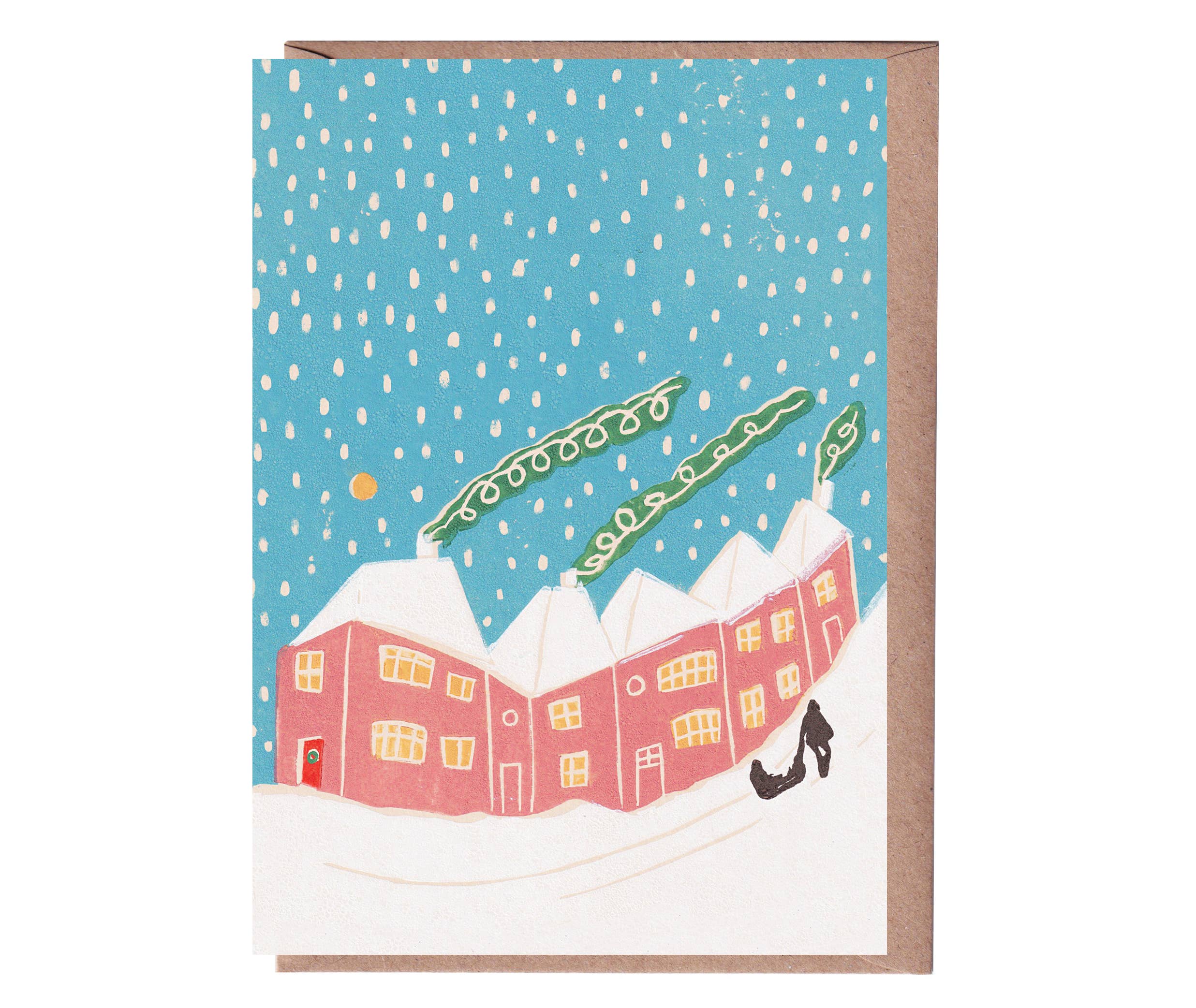 Snowy Street Christmas Holiday Greeting Card - Lifestory