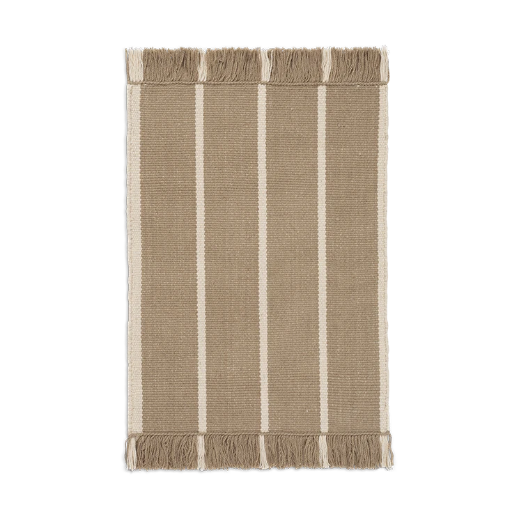 Ferm Living Calm Kelim Mat in Dark Sand/Off-White | 50 x 70cm - Lifestory