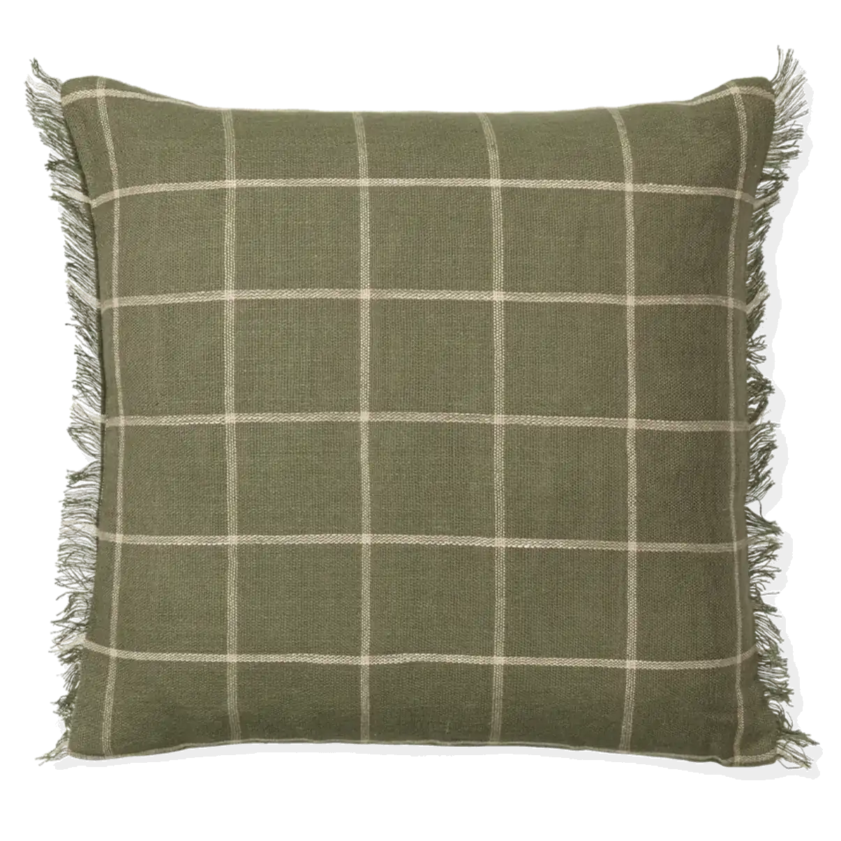 Calm Cushion | Standard | Olive & Off White Check | by ferm Living - Lifestory