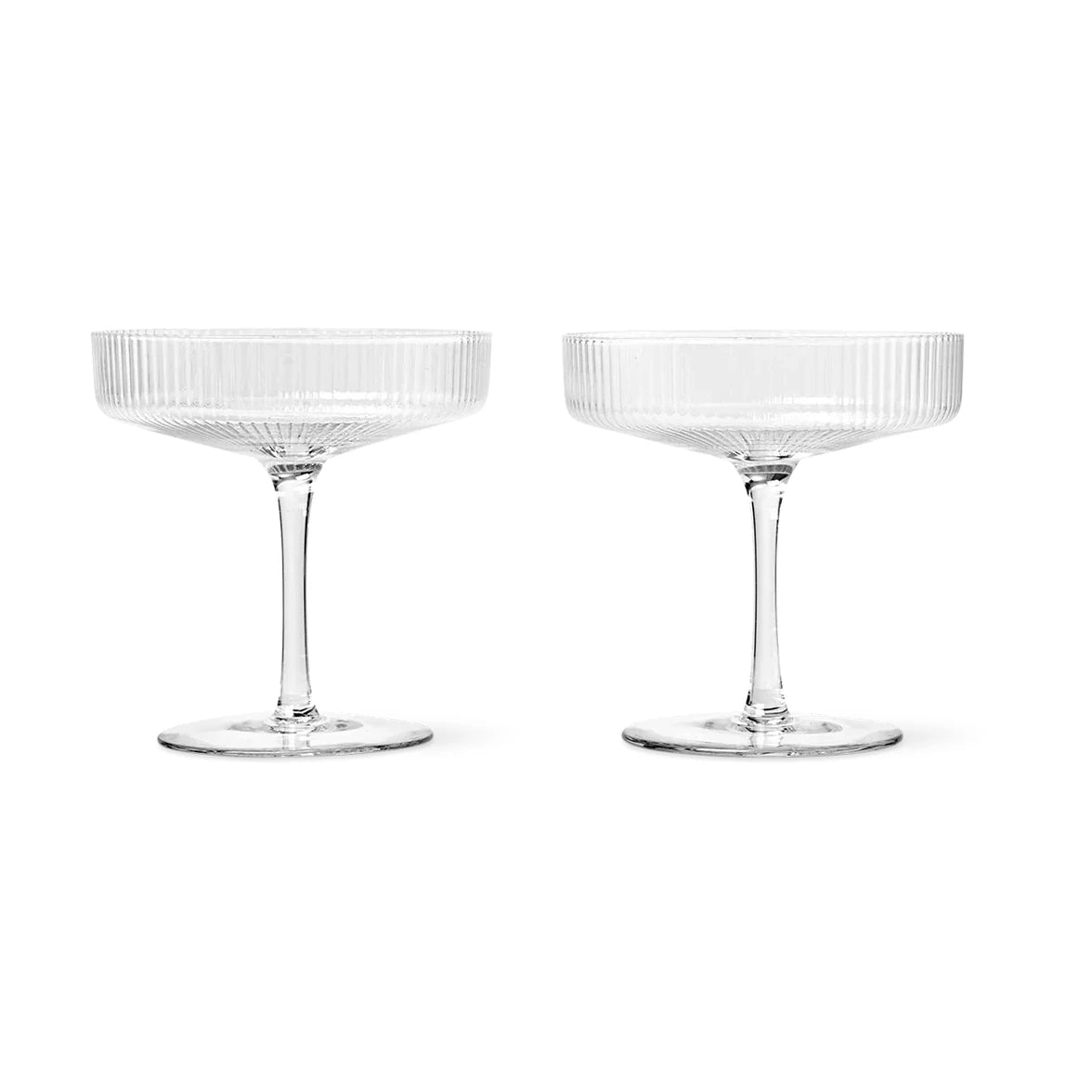 Ferm Living Ripple Champagne Saucer / Glass | Set of 2 | Clear - Lifestory