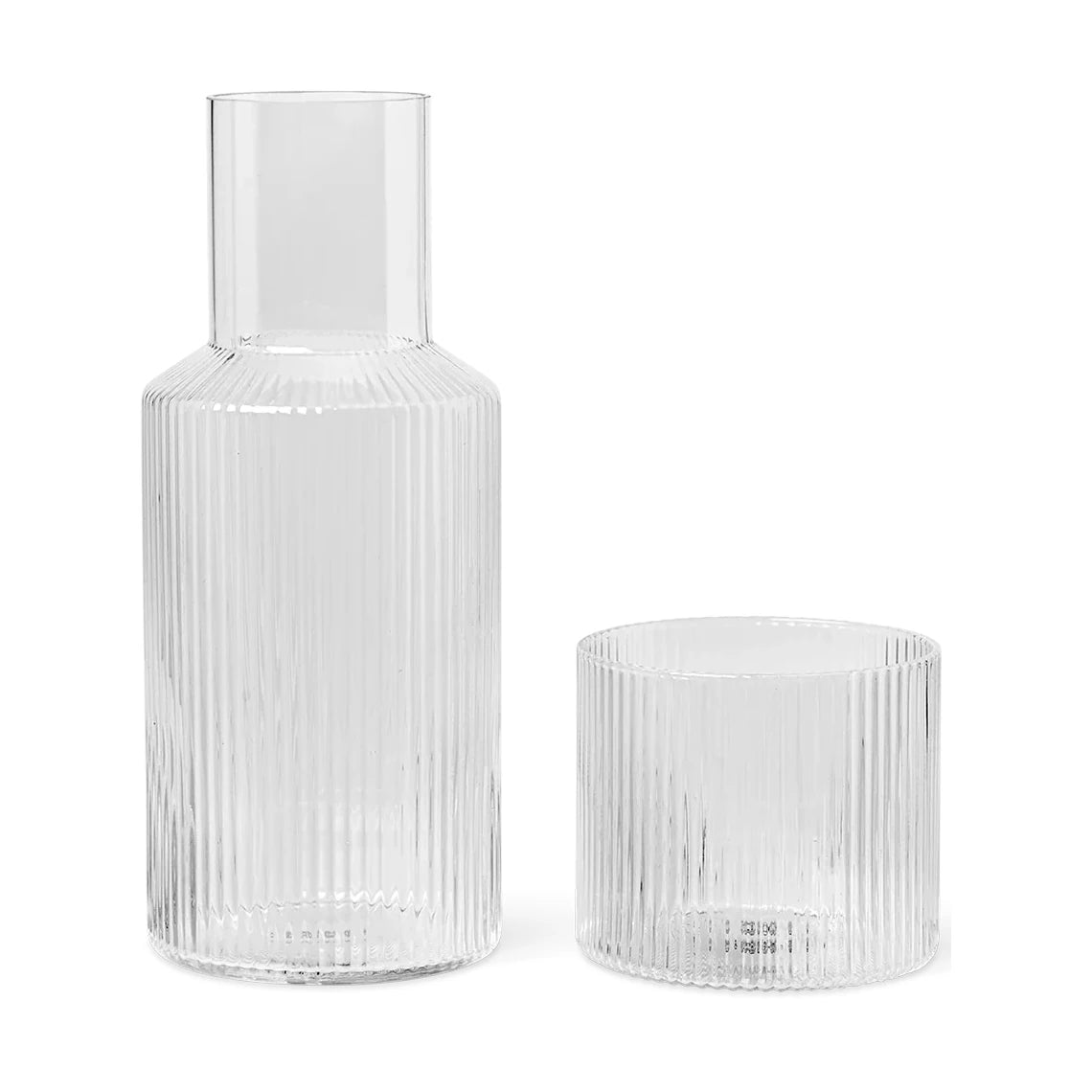 ferm Living Ripple Carafe &  Glass Set | Clear | Glass - Lifestory