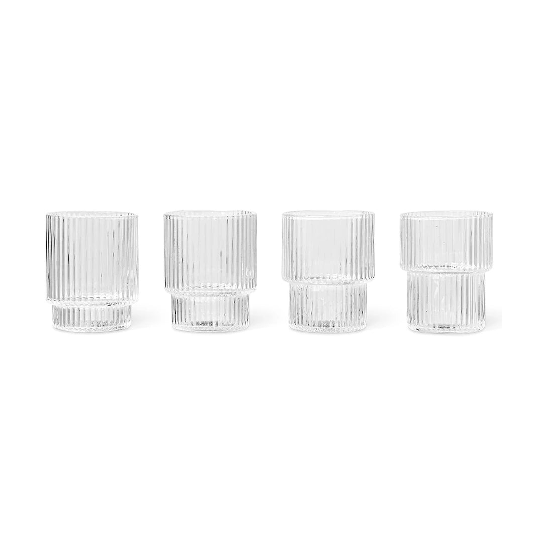 ferm Living Ripple Glasses | Stepped | Set of 4 | Clear | Lifestory