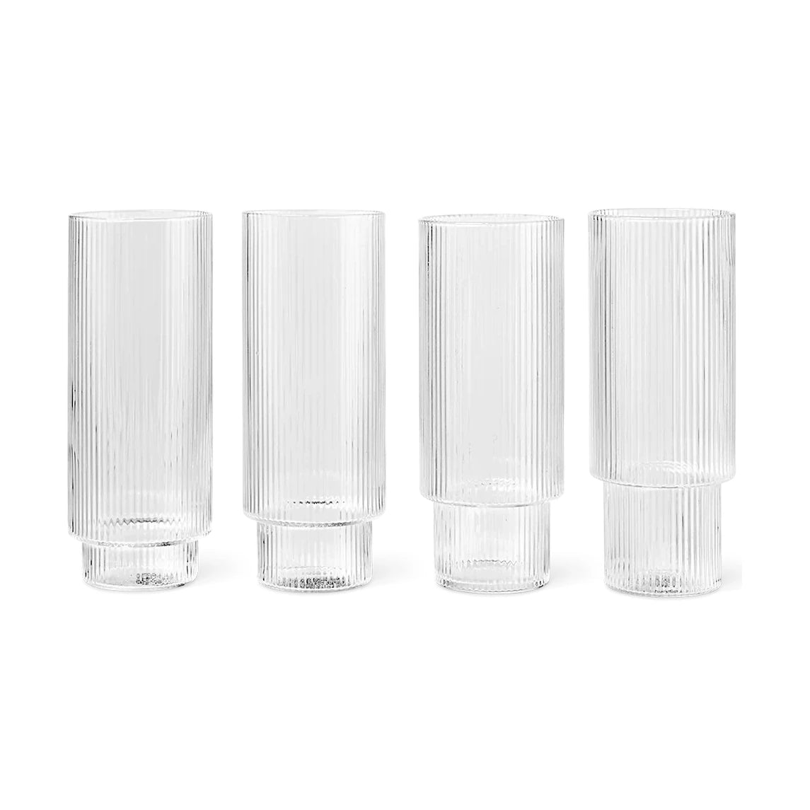 Ferm Living - Ripple Glass Long | Set of 4 | Clear |Lifestory