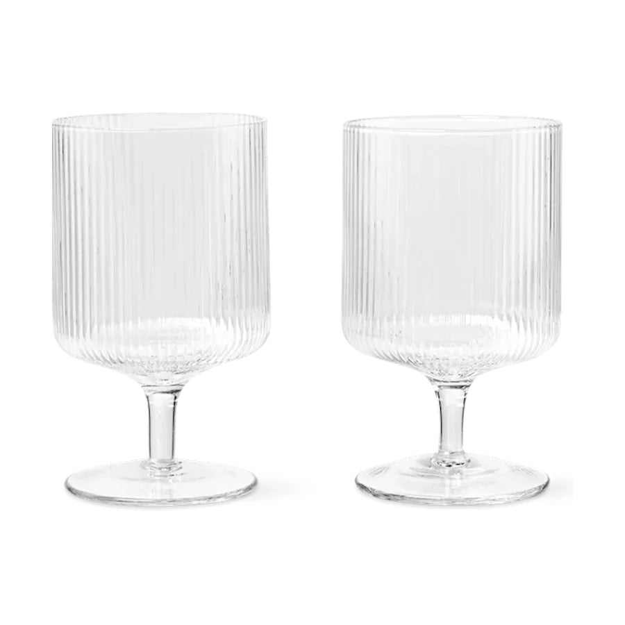 ferm Living Ripple wine glass | Clear | Set of 2 - Lifestory