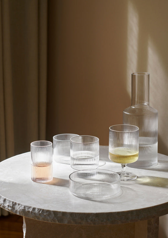 Ripple serving bowl in clear glass