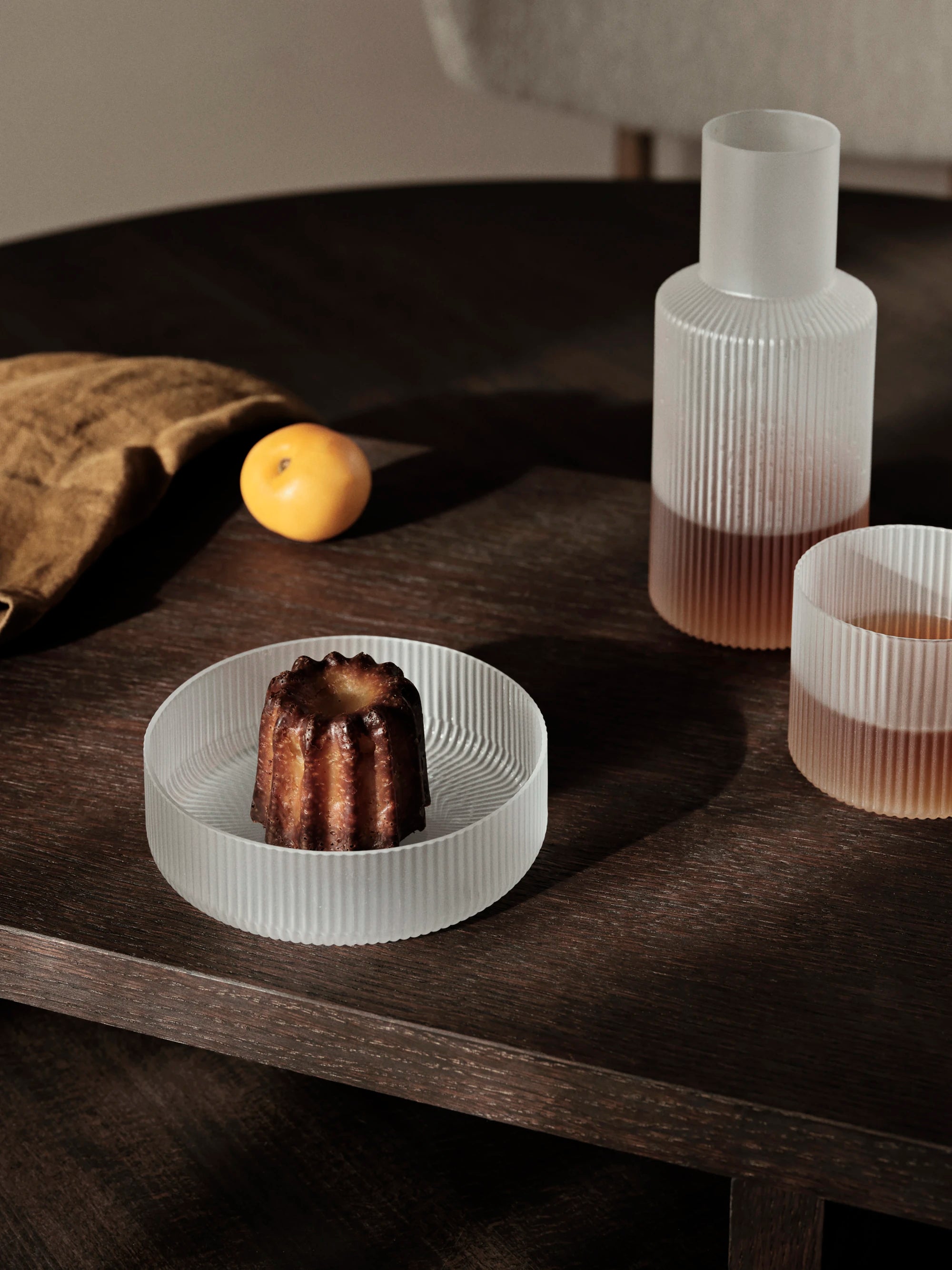 ferm Living Ripple Small Carafe & Glass Set in Frosted Glass