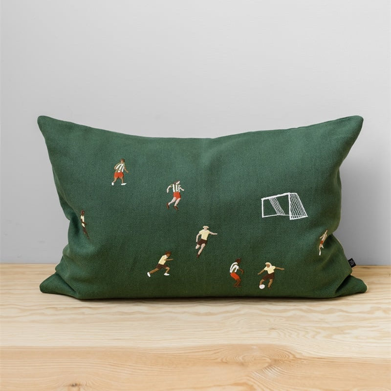 Fine Little Day 'Soccer' Embroidered Rectangular Cushion Cover - Optional Inner - Lifestory