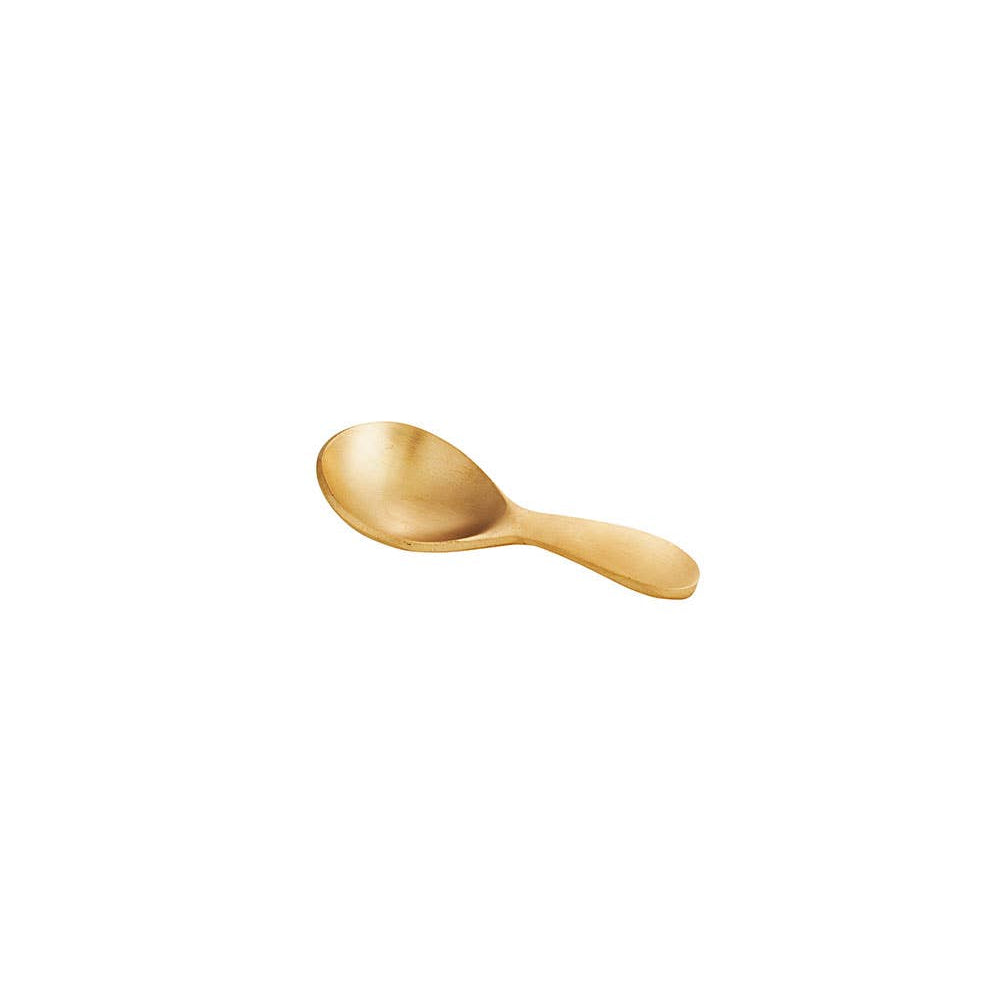 Brass tea caddy spoon on a white background