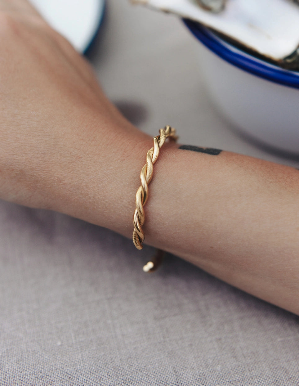 Twist Cuff Bangle - Water Resistant Gold Plating by Nordic Muse
