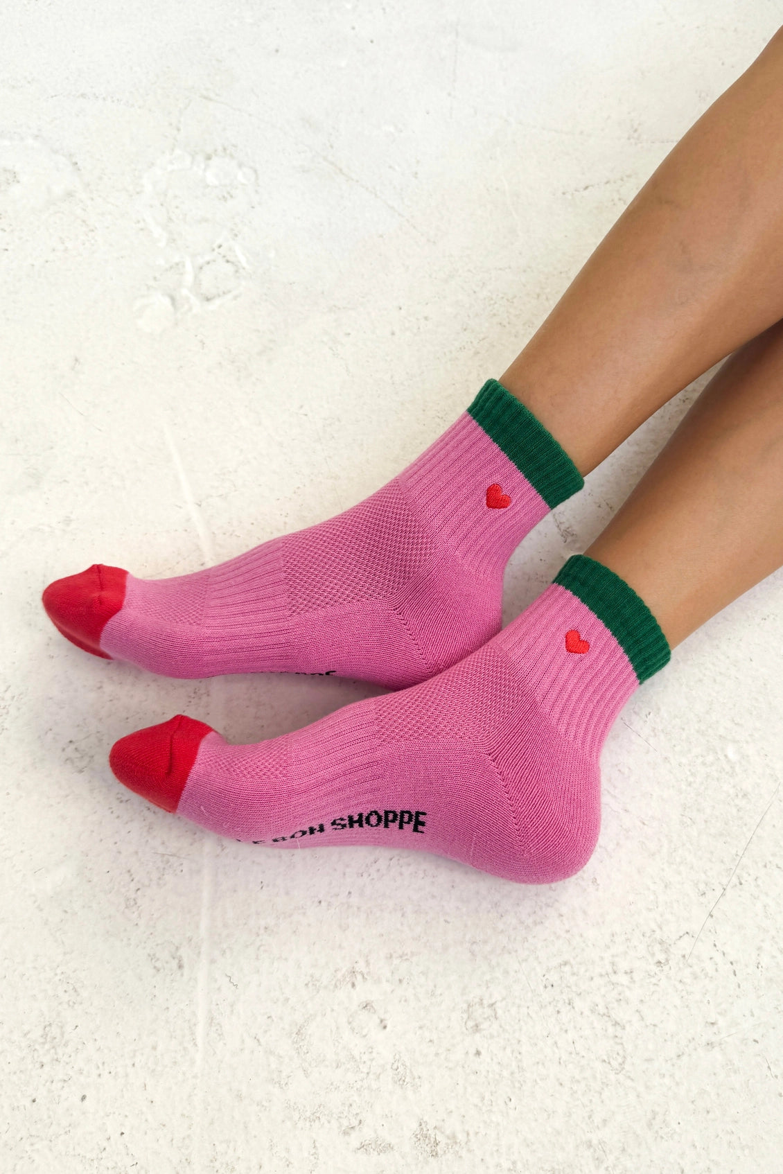 Le Bon Shoppe Embroidered Colour Block Girlfriend Socks (UK 4-8) in Various Colours - Lifestory