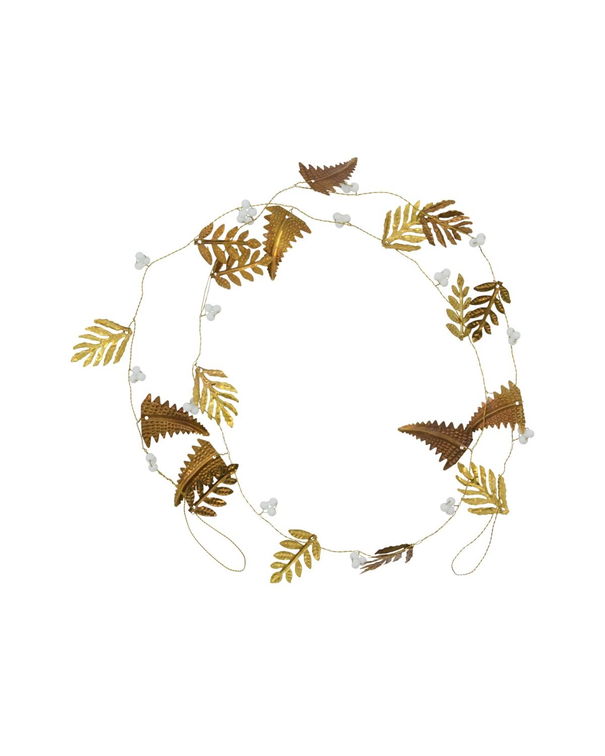 Leaf Garland | Golden & White | Brass & Wood | by House Doctor - Lifestory