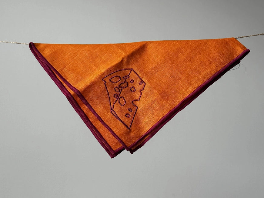 MAEGEN Embroidered Linen Blend Napkin Pair - Cheese - Lifestory