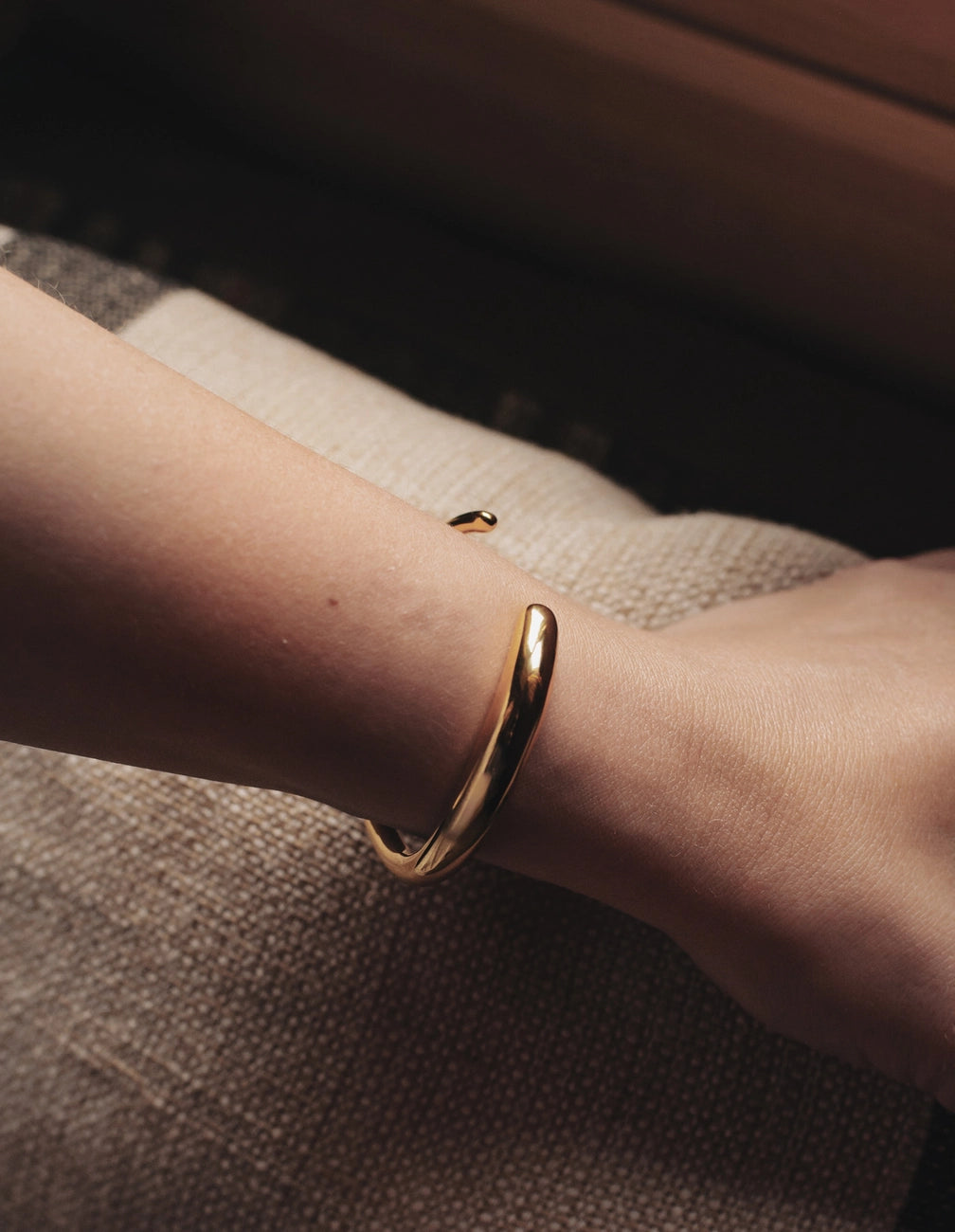 Bold Fluid Cuff Bangle - Water Resistant Gold or Silver Plating by Nordic Muse - Lifestory