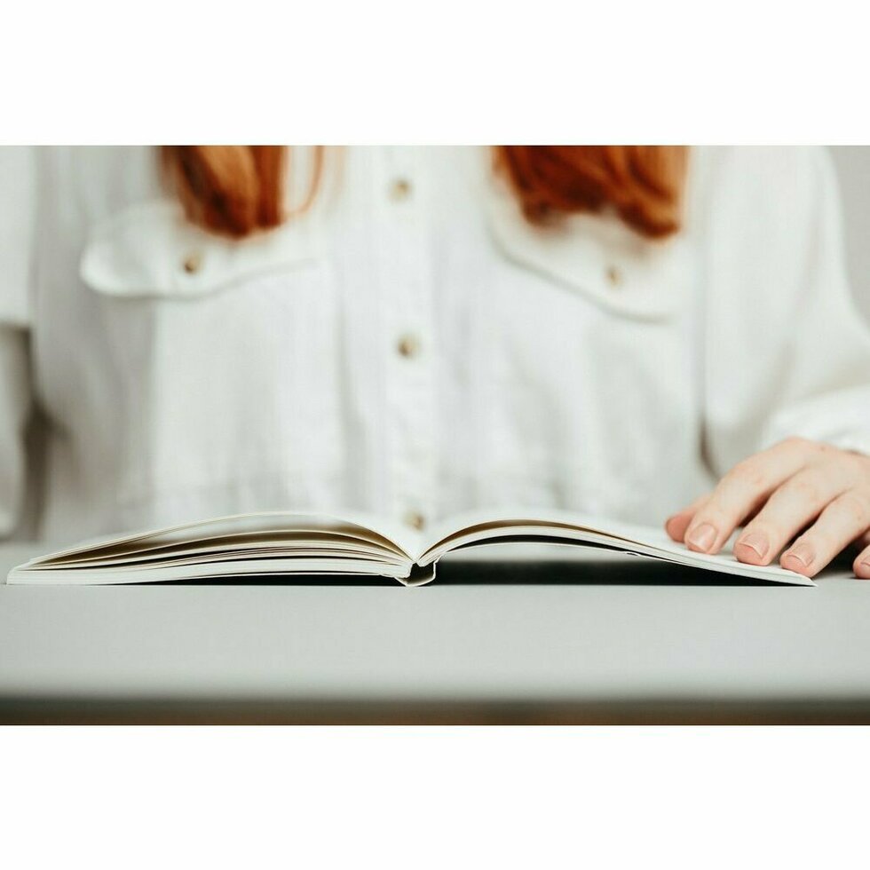 Medium Layflat Notebook A5 | Salvia Blue Alma Print | Dotted Pages | by Ola - Lifestory
