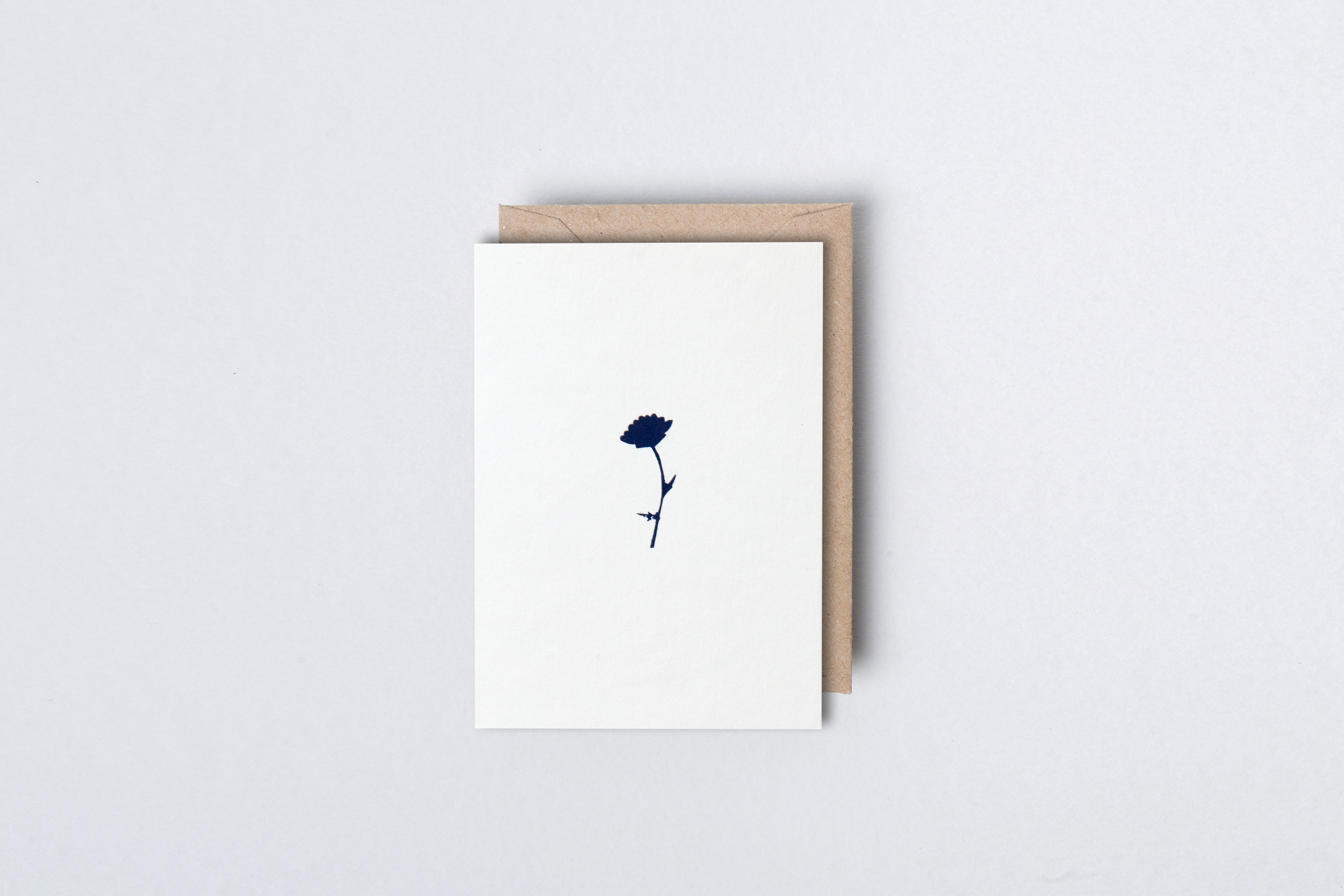 Small Chrysanthemum Card | Navy on Natural | Foil Blocked | by Ola - Lifestory - ola