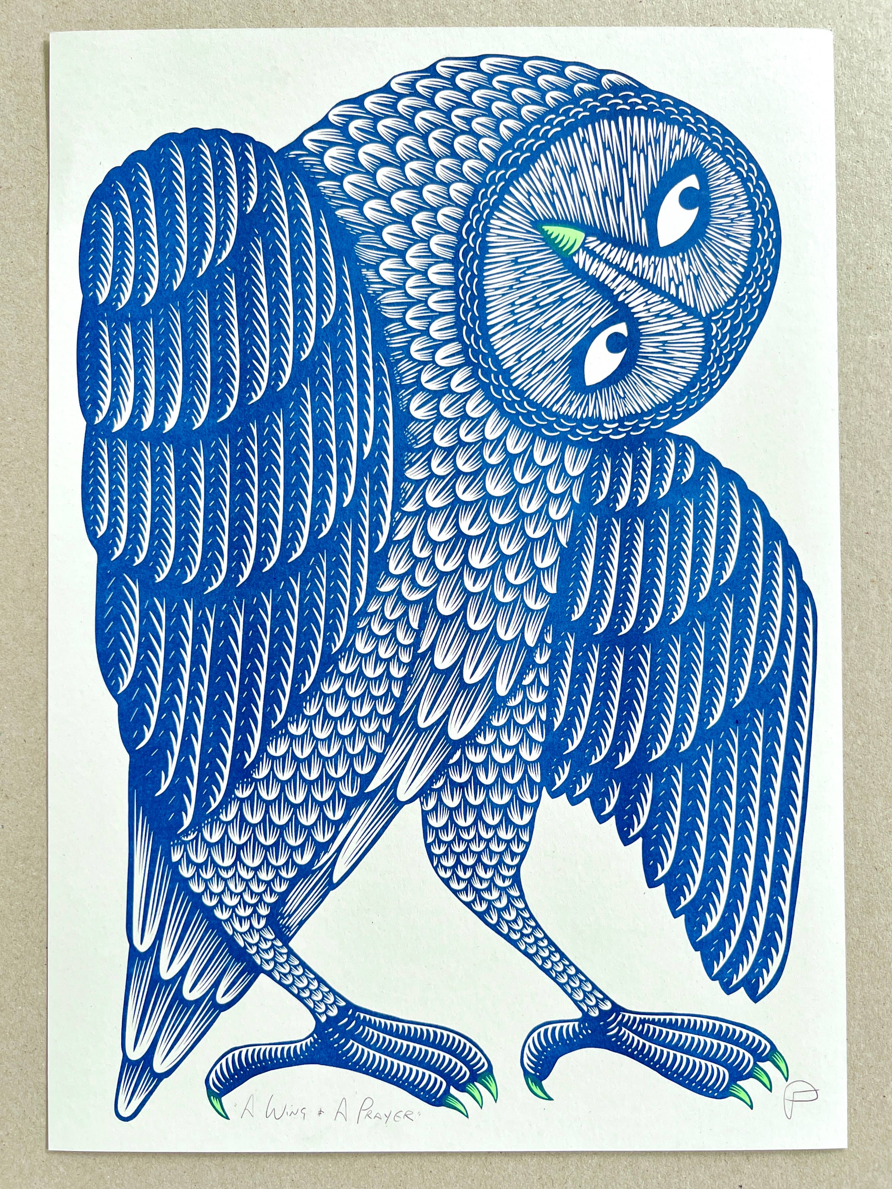 "A Wing and A Prayer" Unframed A3 Riso Print by Strangford - Lifestory