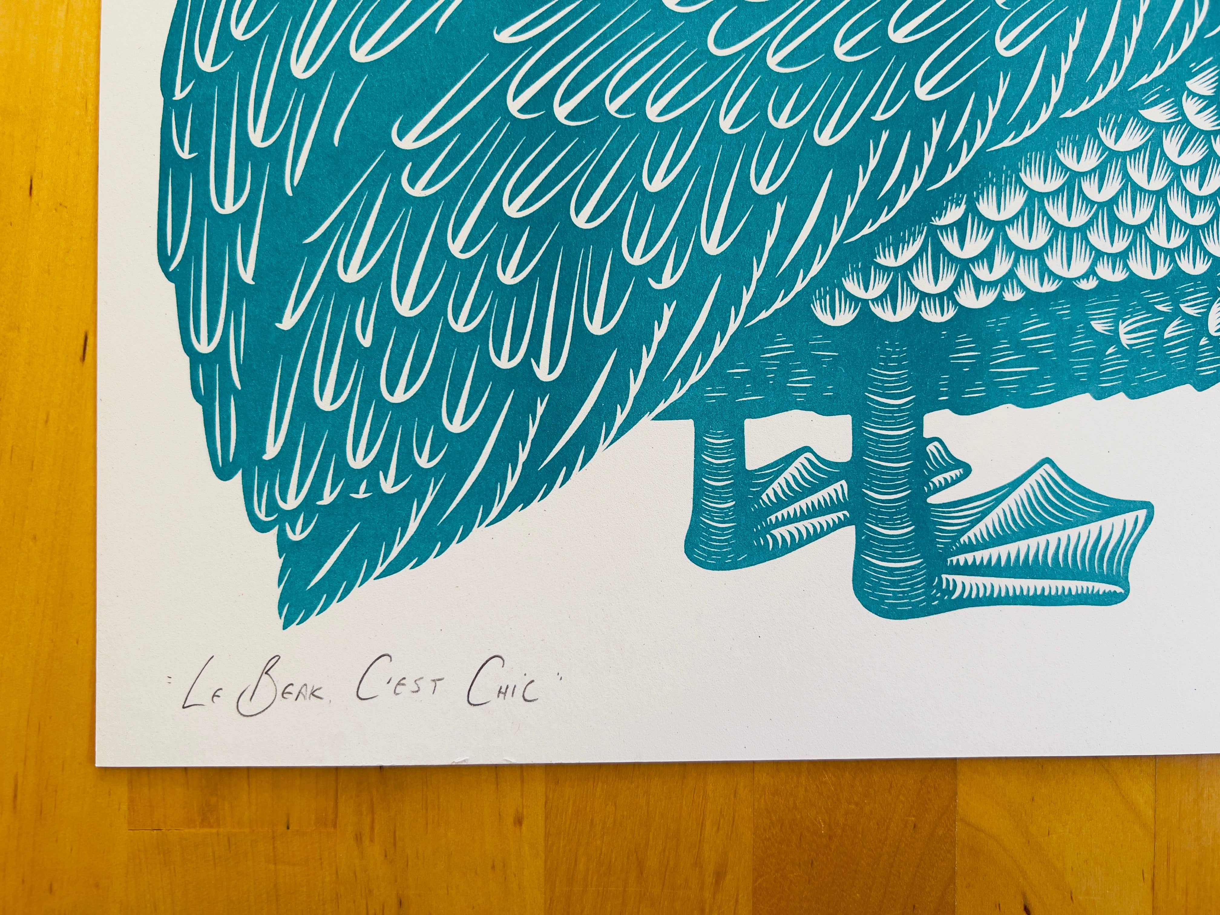 "Le Beak, C'est Chic" Unframed A3 Riso Print by Strangford - Lifestory