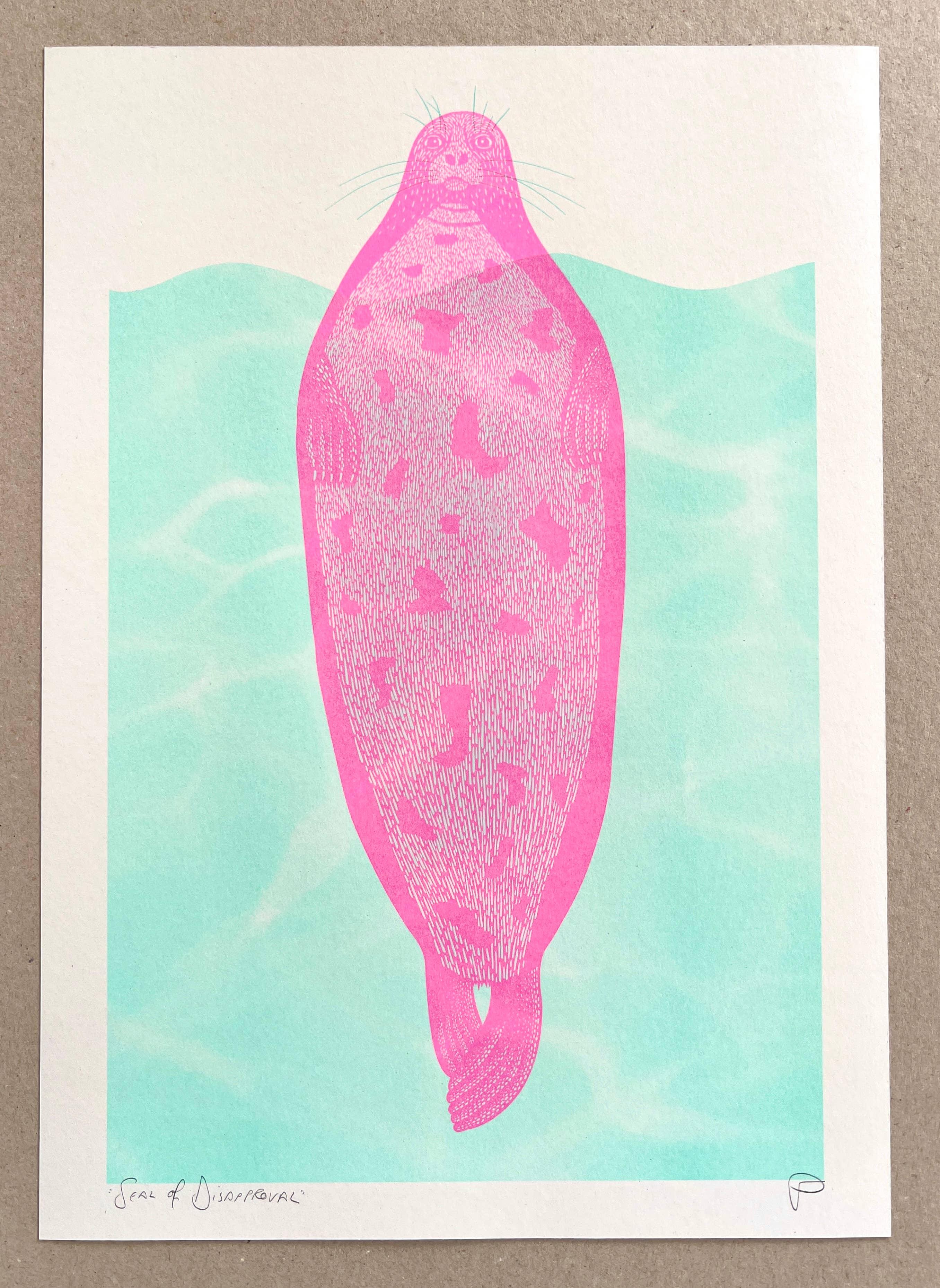 "Seal of Disapproval" Unframed A3 Riso Print by Strangford - Lifestory