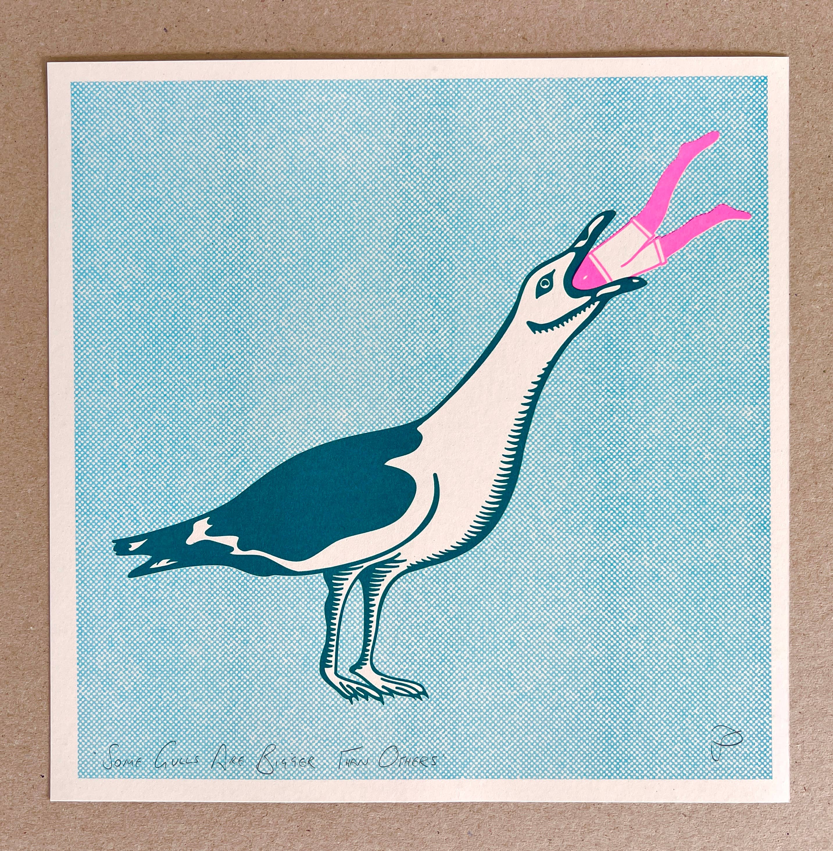 "Some Gulls Are Bigger Than Others" Unframed 30 x 30 Riso Print by Strangford - Lifestory