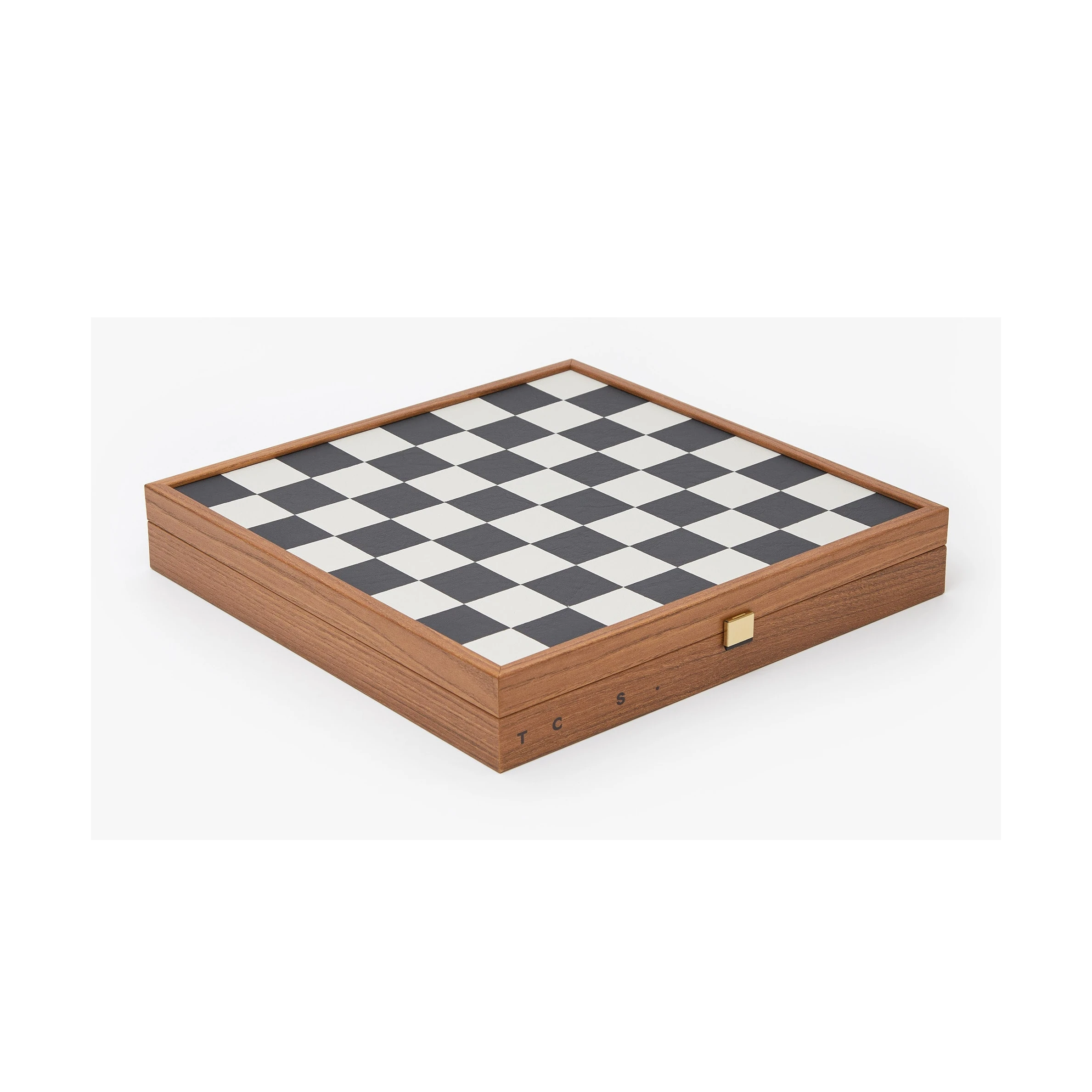 Milos Wooden Chess Set by The Conran Shop in black and white closed box view