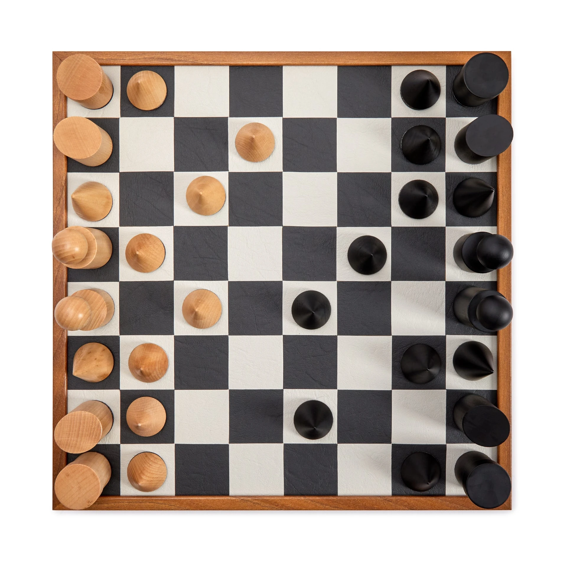 Milos Wooden Chess Set by The Conran Shop in black and white from above