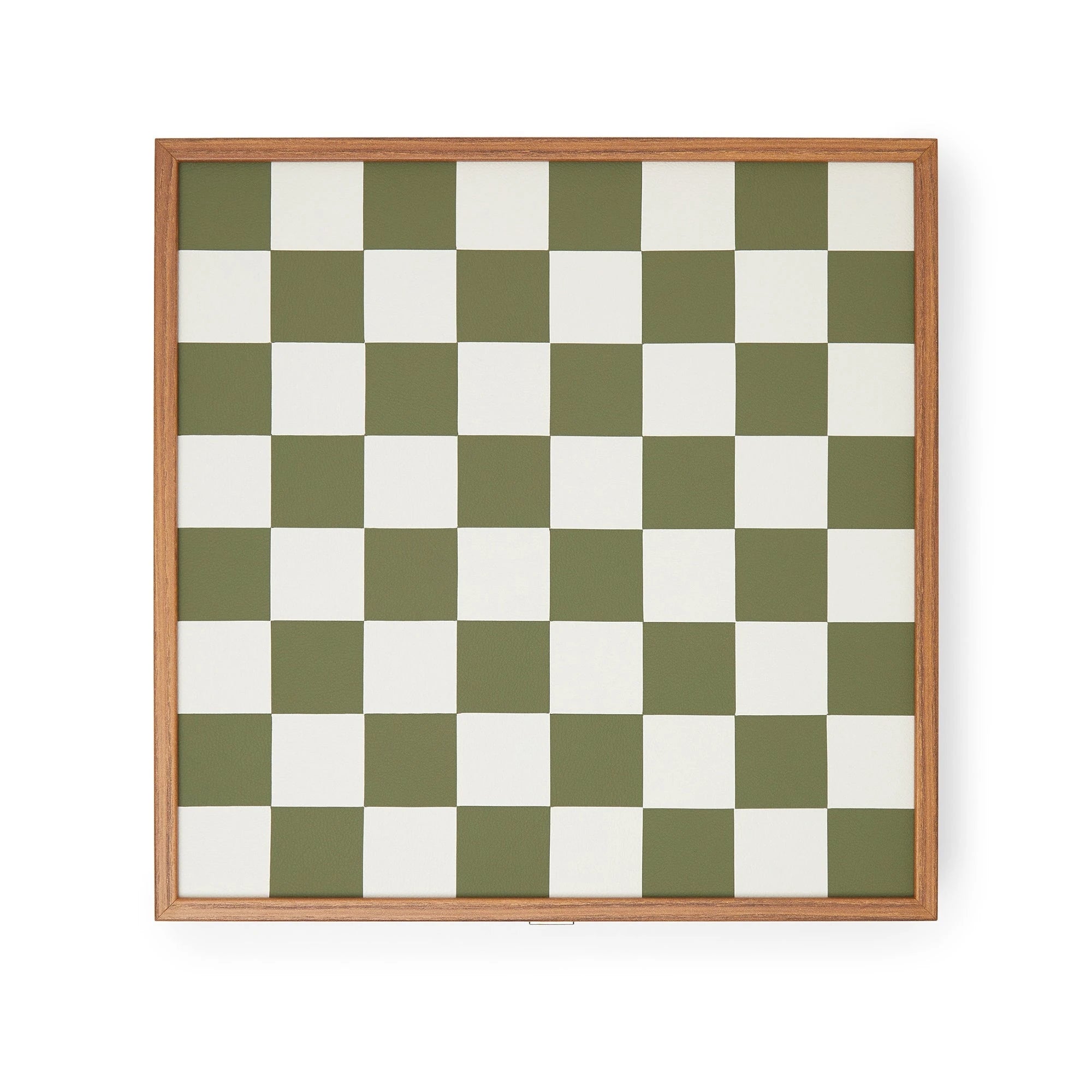 Milos Wooden Chess Set by The Conran Shop in olivine green view of board
