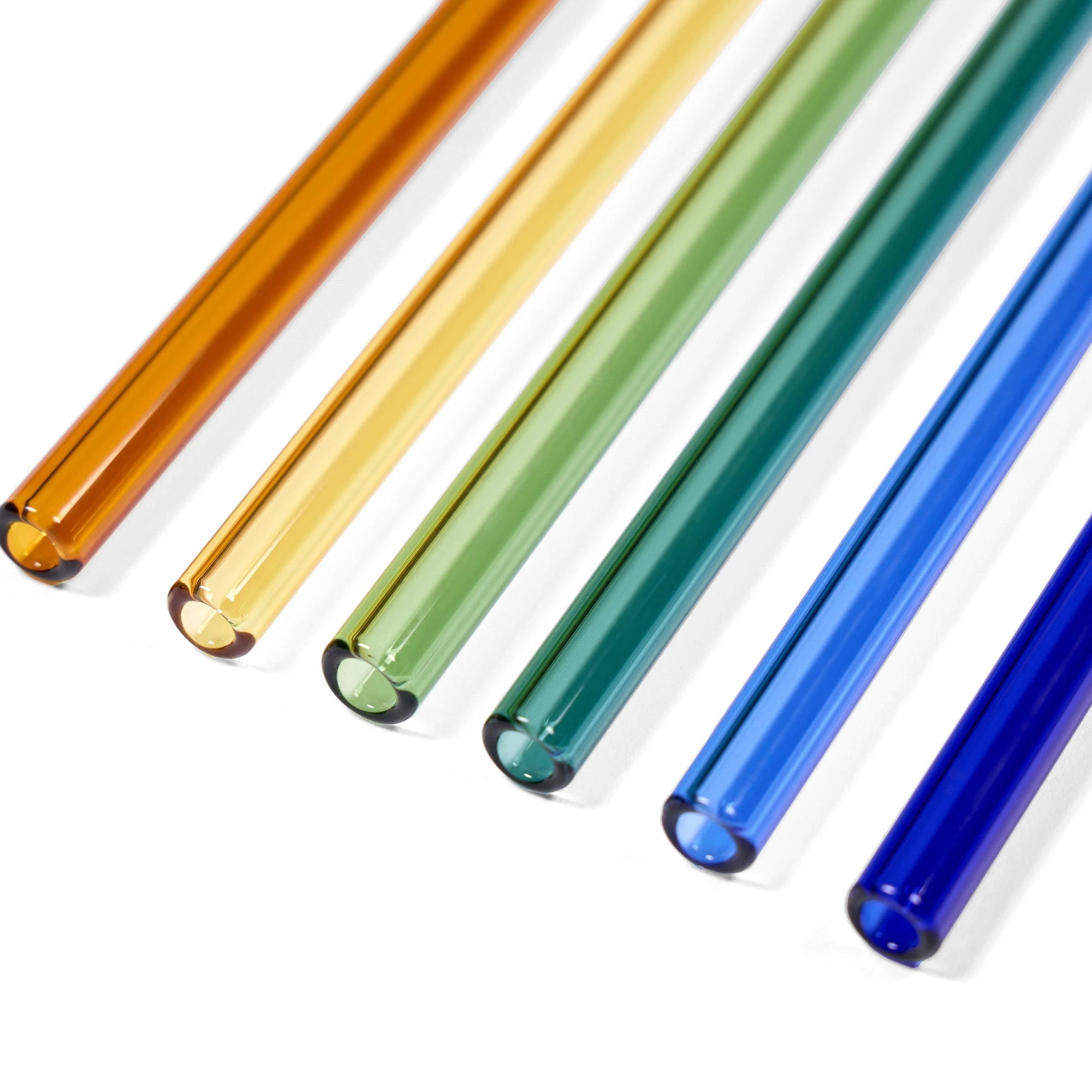 Santorini Set of 6 Glass Cocktail Straws by The Conran Shop close up against a white background