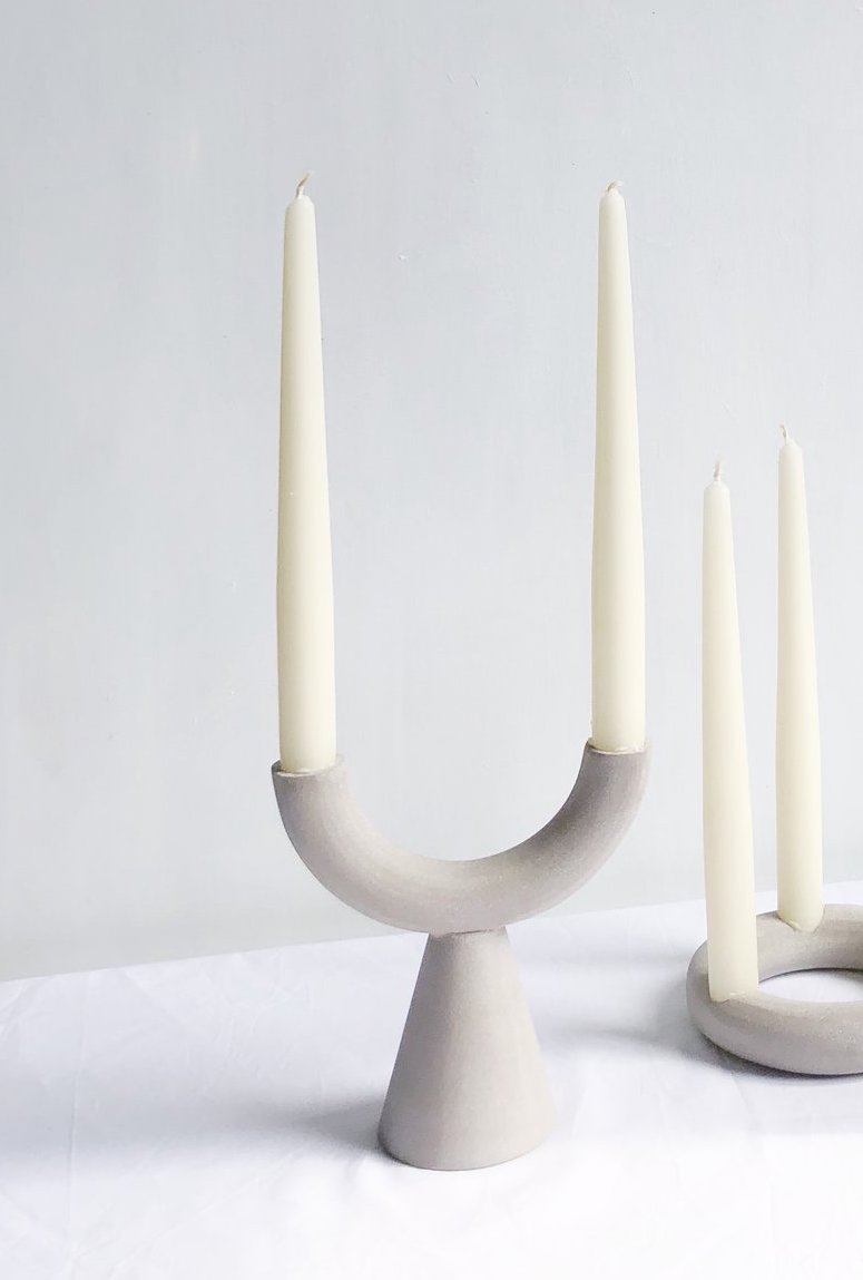 Double Candelabra | Grey | Handmade in Edinburgh | by Studio Brae - Lifestory - Studio Brae