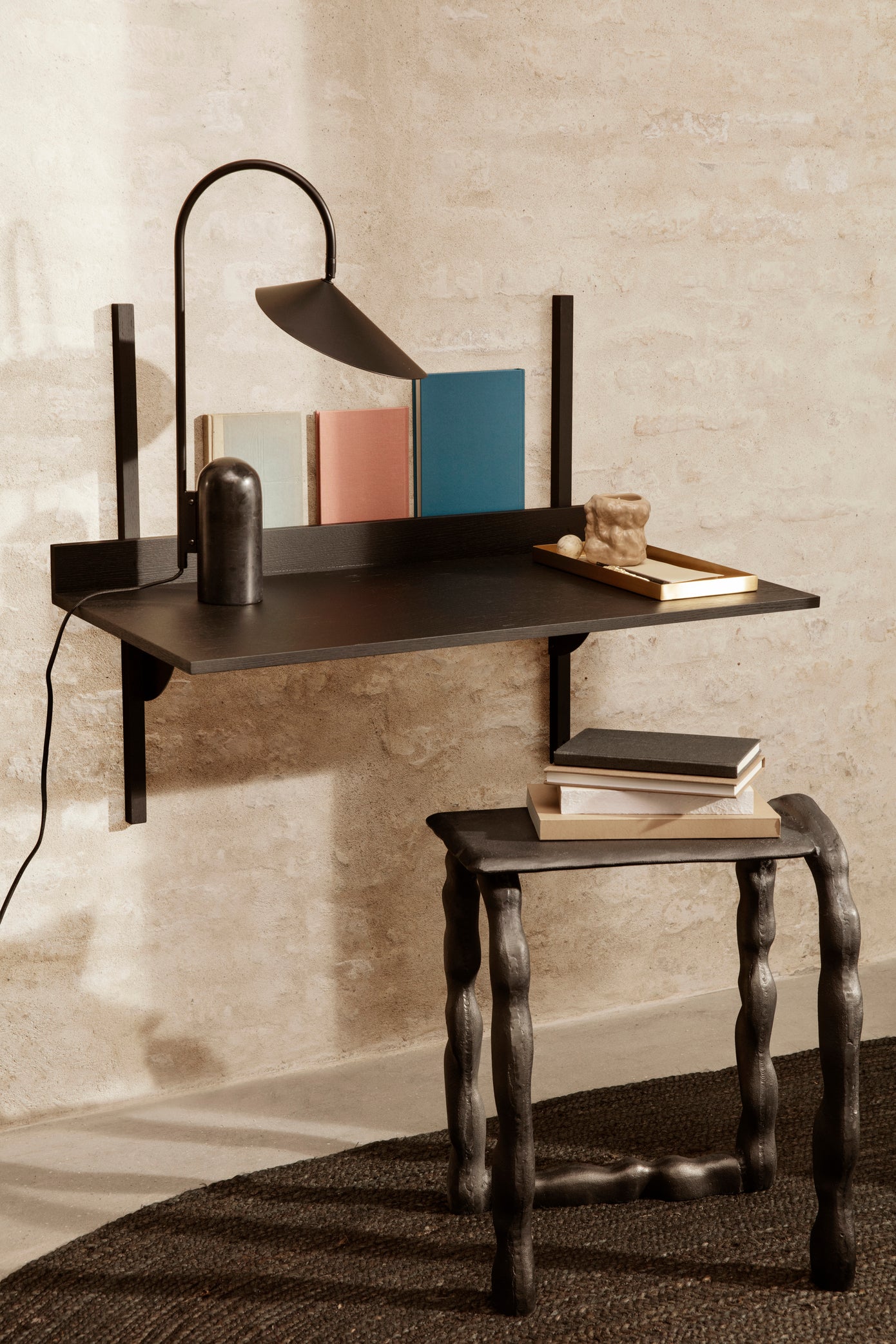 Sector Desk | Minimal Workspace Desk Solution | Black - Lifestory - ferm LIVING