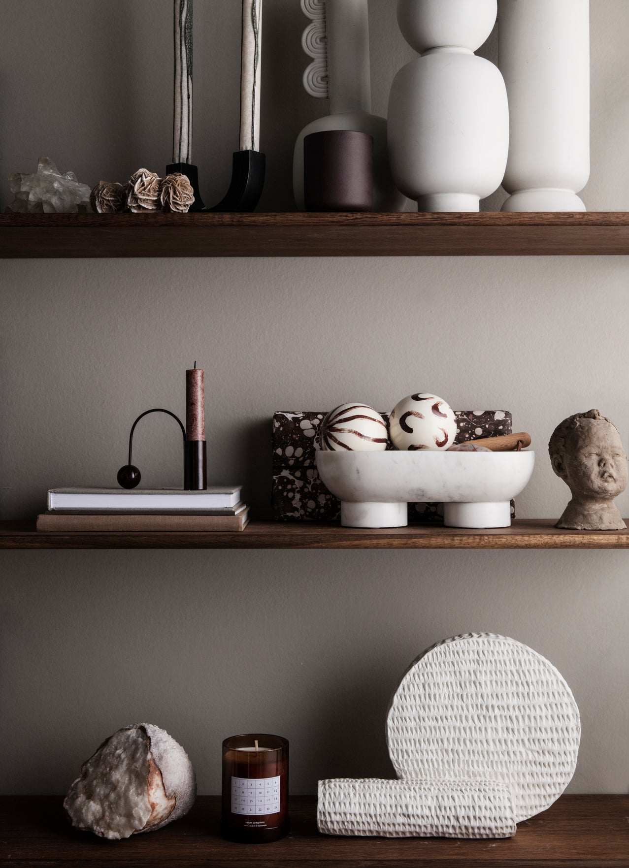 Black Brass tall candle holder 'balance' - Lifestory - ferm Living