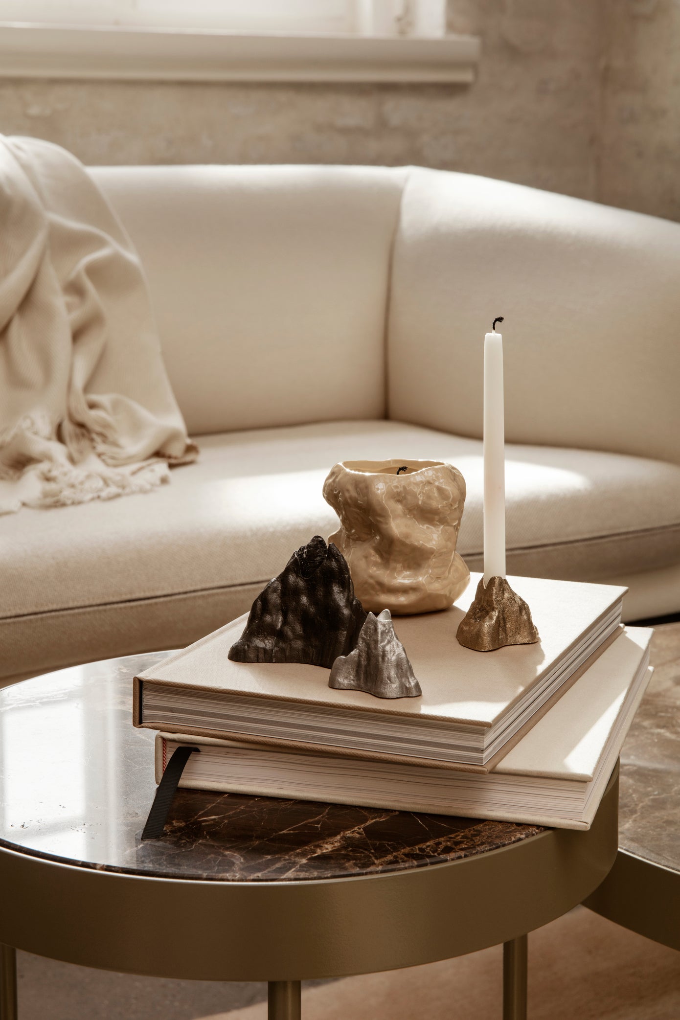 Stone Candle Holder | Large | Brass - Lifestory - ferm LIVING