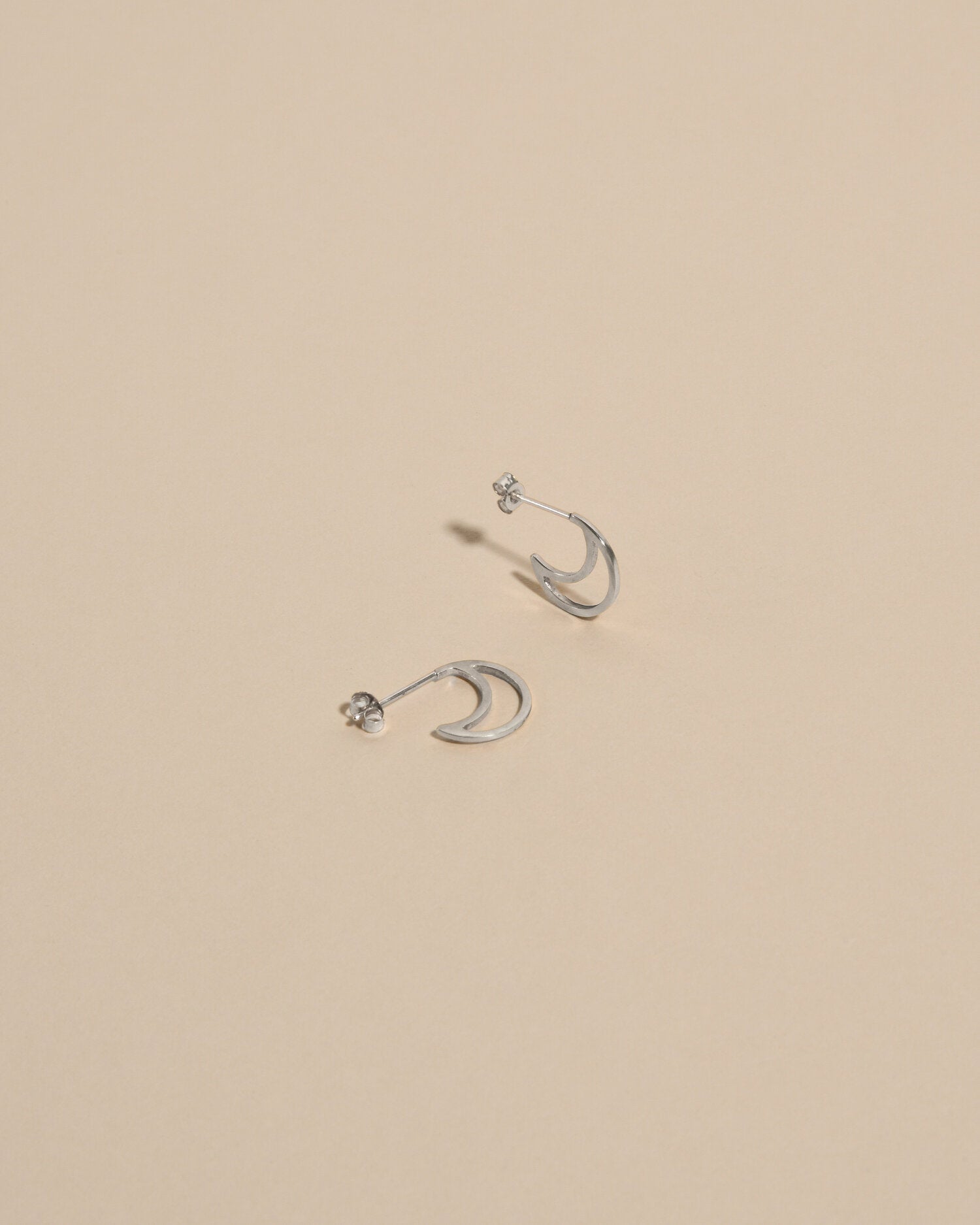 Mini Luna Crescent Earrings Silver by Behind Bracken - Lifestory