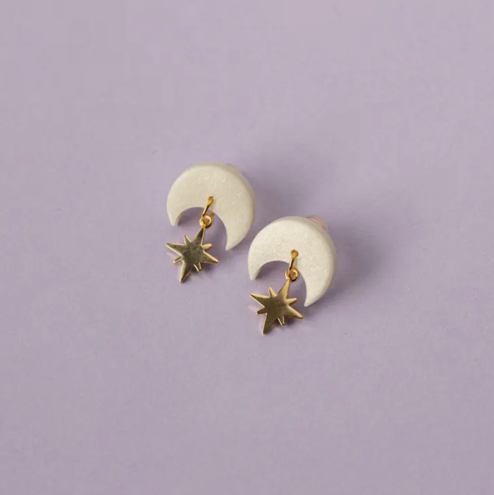 Celestial Gold Star Stud Earrings | Polymer & Brass | by Pepper You - Lifestory - Pepper You