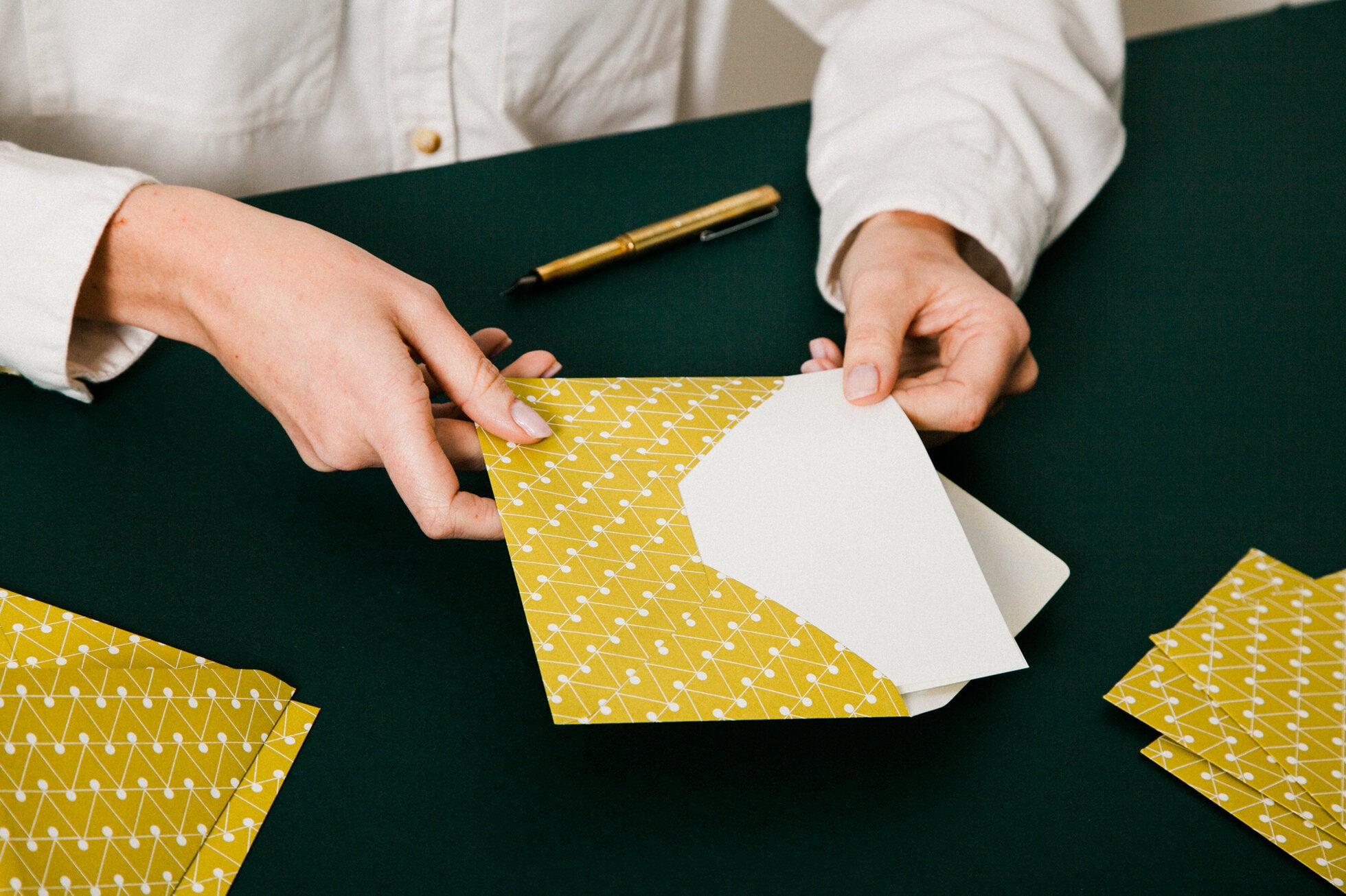 Patterned Envelopes - Set of 10 | Dash Print | Leaf Green / Chartreuse | by Ola - Lifestory - ola
