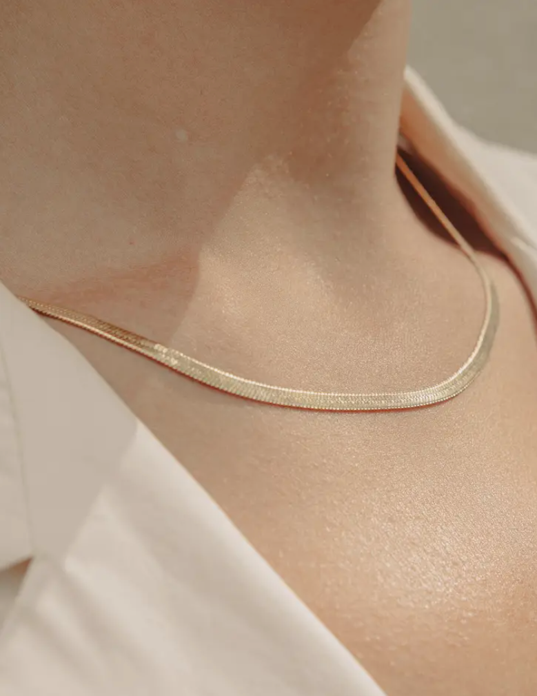 Snake Chain Choker Necklace Water Resistant Gold Plating by Nordic M