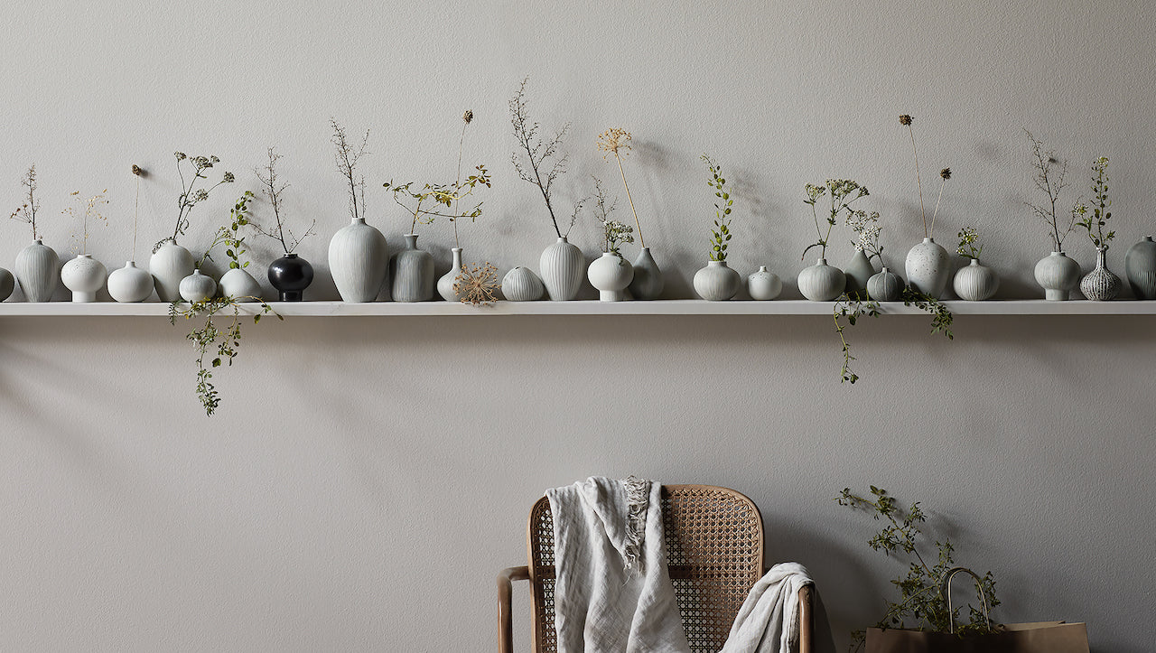 Bari Vase | Medium | Vertical Grey Stripes | by Lindform - Lifestory - Lindform